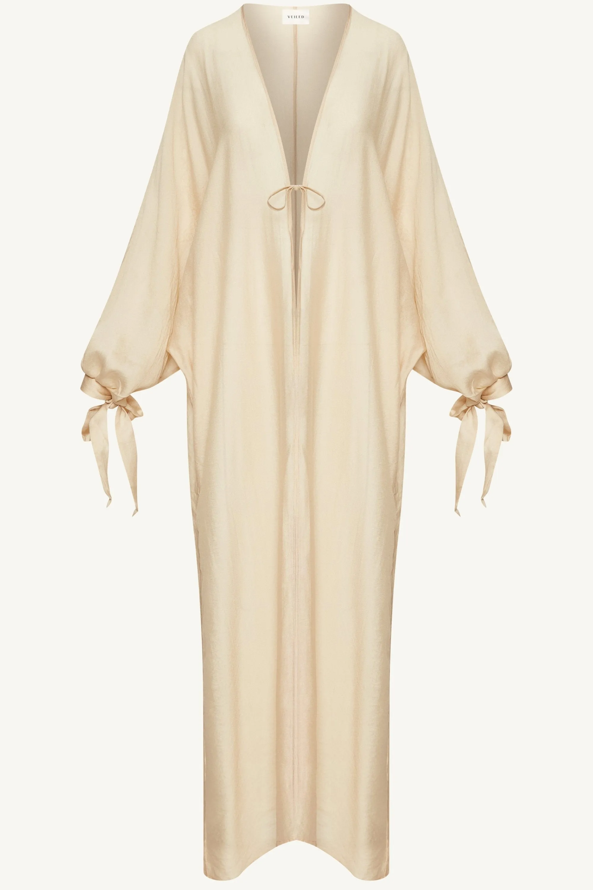 Naima Tie Front Open Abaya - Champagne