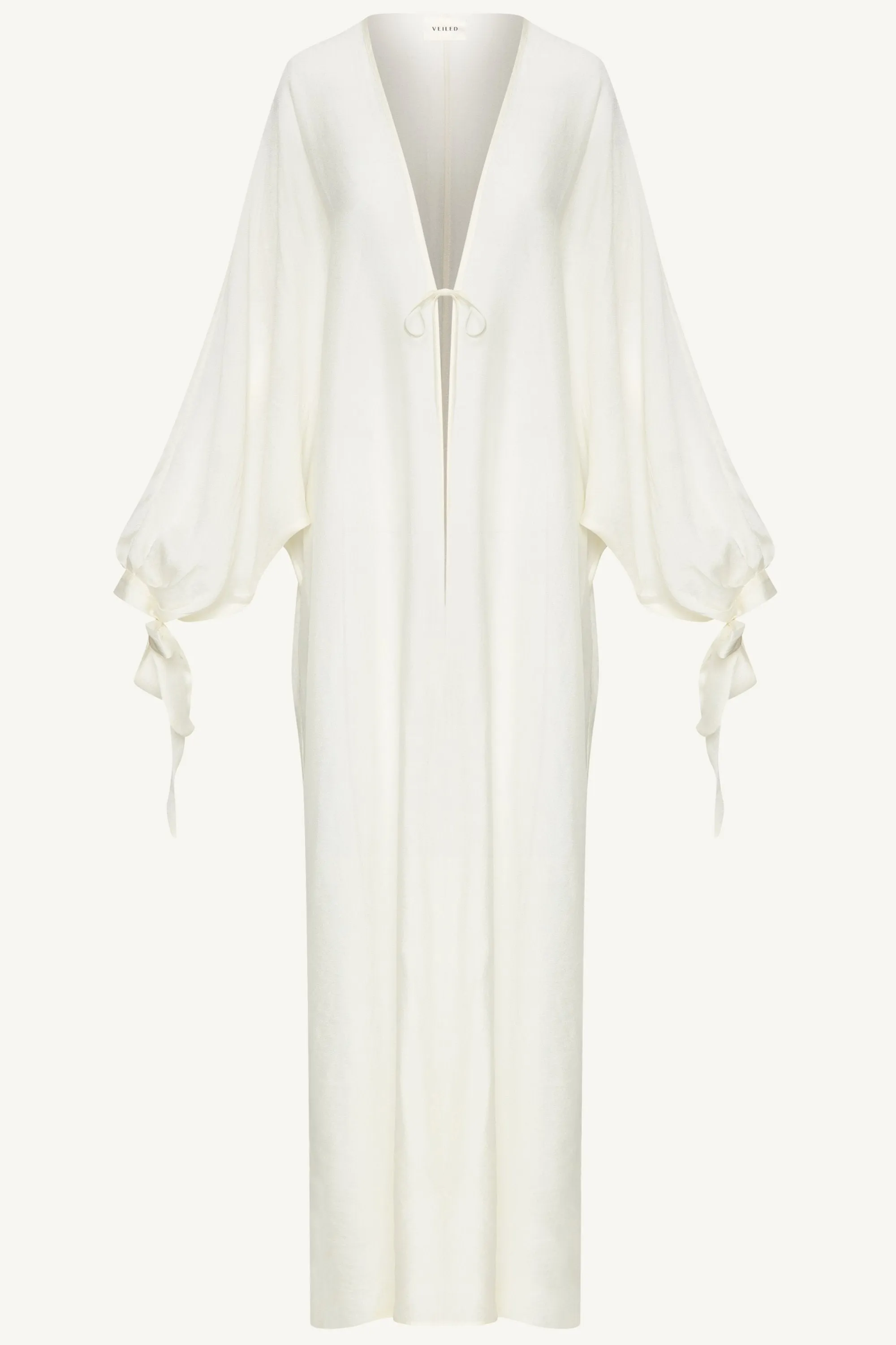 Naima Tie Front Open Abaya - Moonbeam