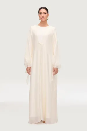 Naima Tie Front Open Abaya - Moonbeam
