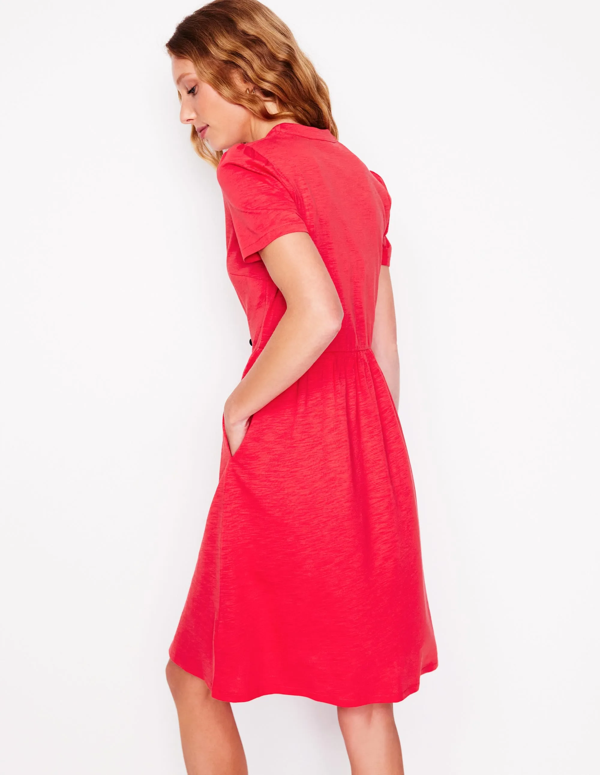 Naomi Short Sleeve Dress-Strawberry Tart Red