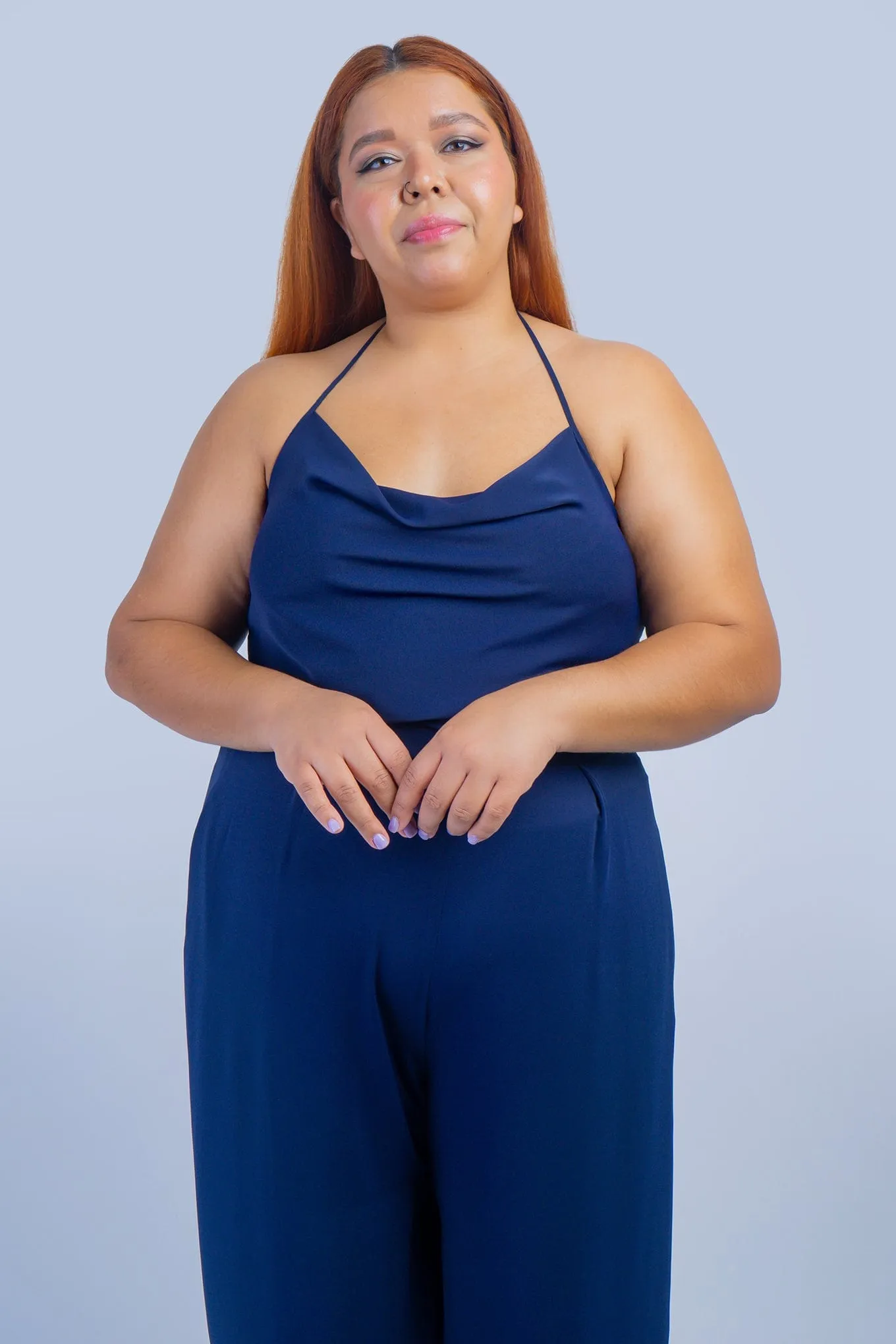 Navy Colina Cowl Neck Top