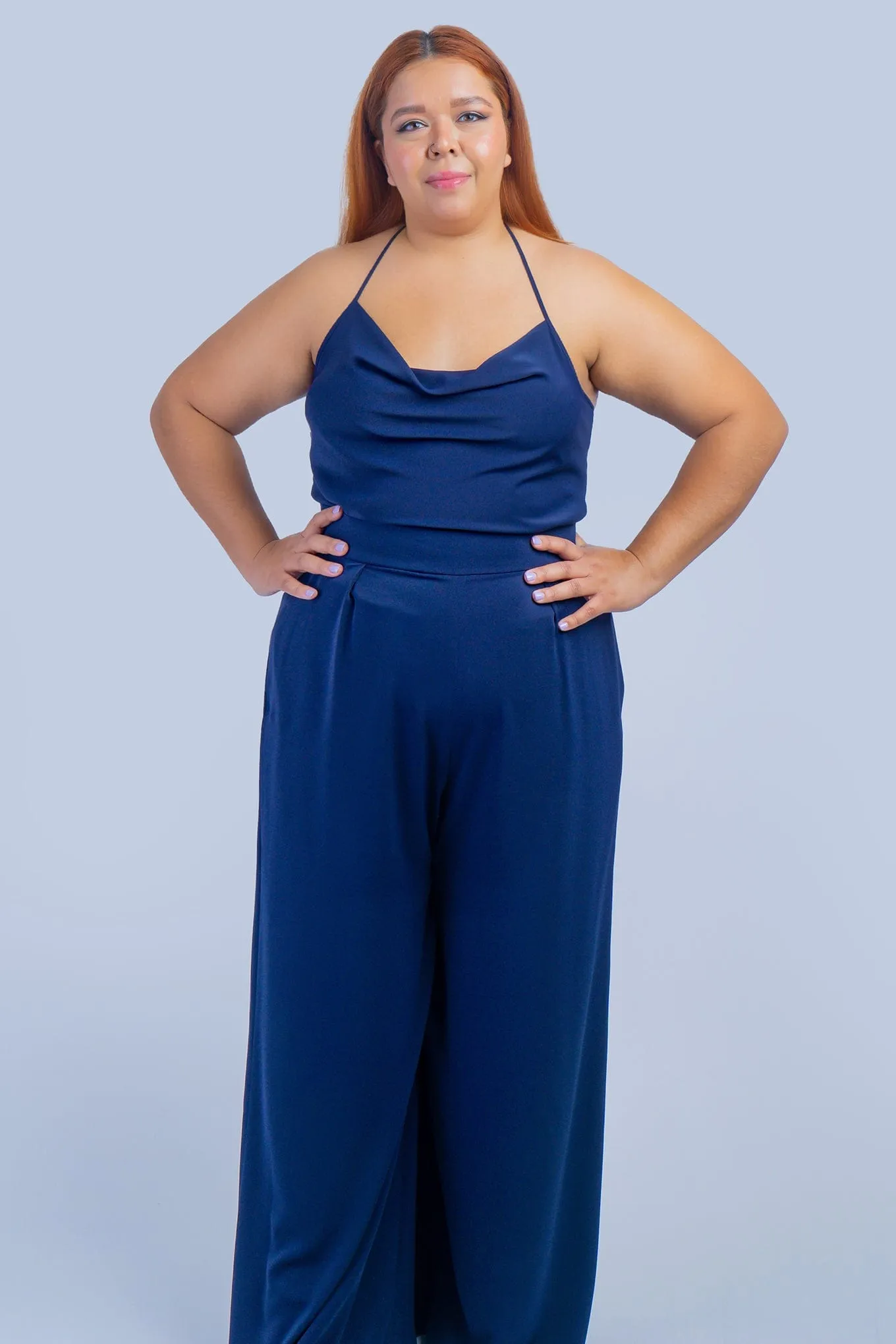 Navy Colina Cowl Neck Top