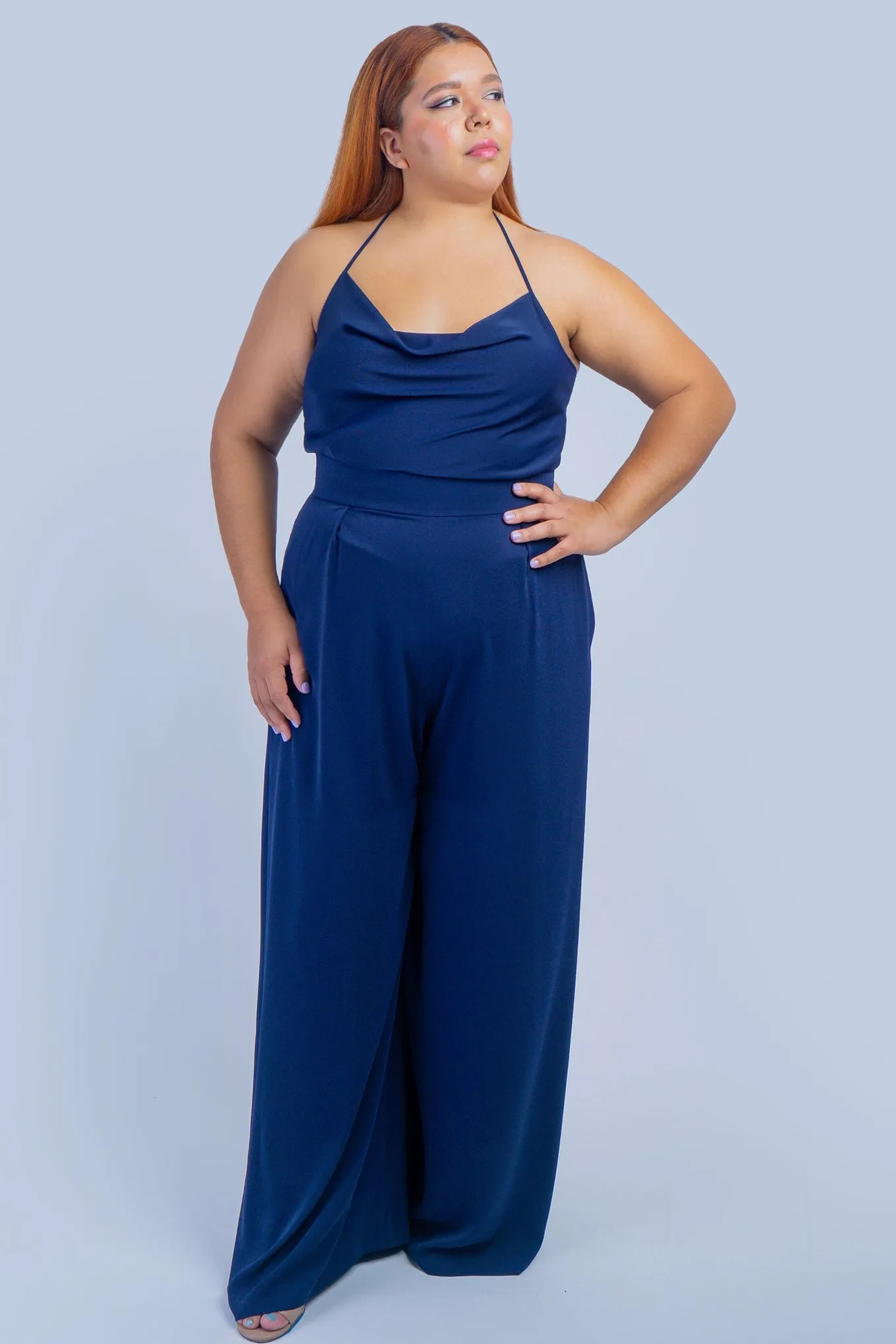 Navy Colina Cowl Neck Top