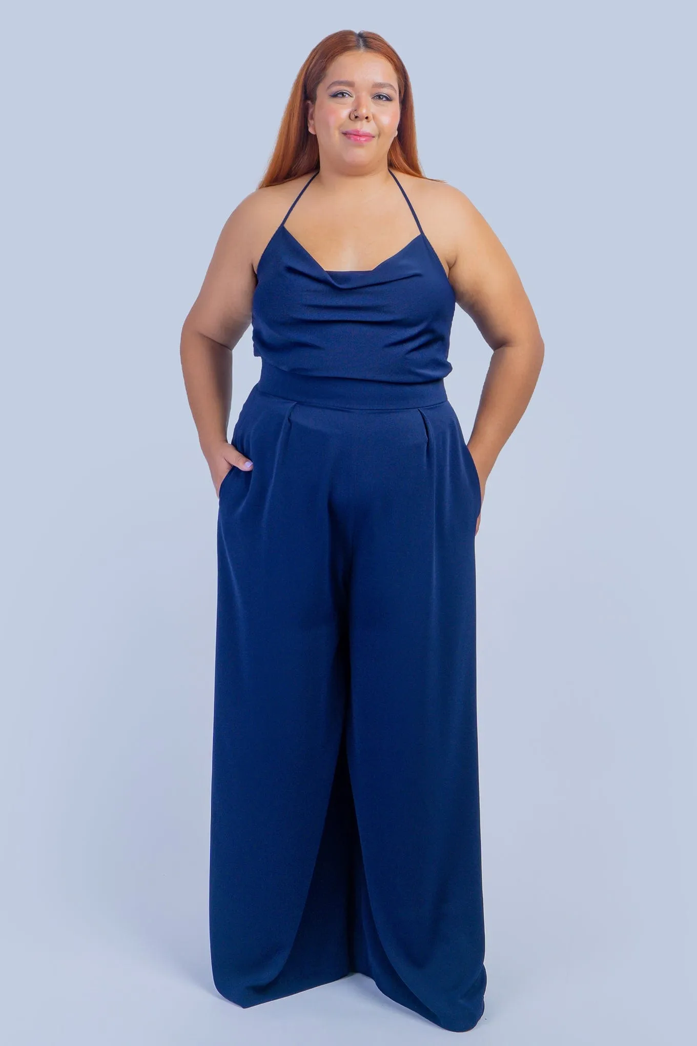 Navy Colina Cowl Neck Top
