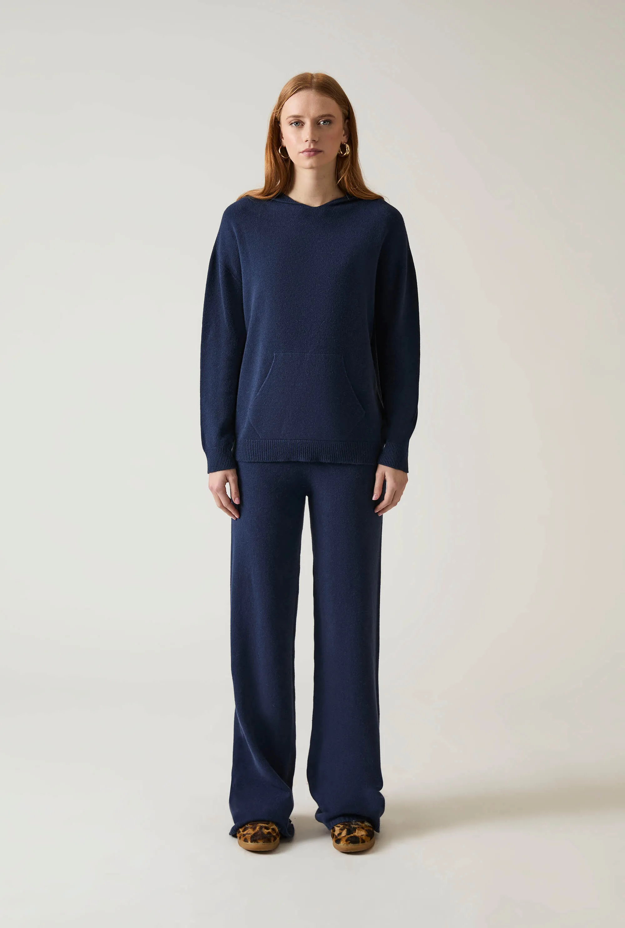 Navy Knitted Trousers