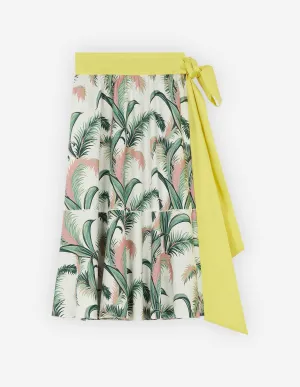 Palm Frond Wrap Midi Skirt Multico Design