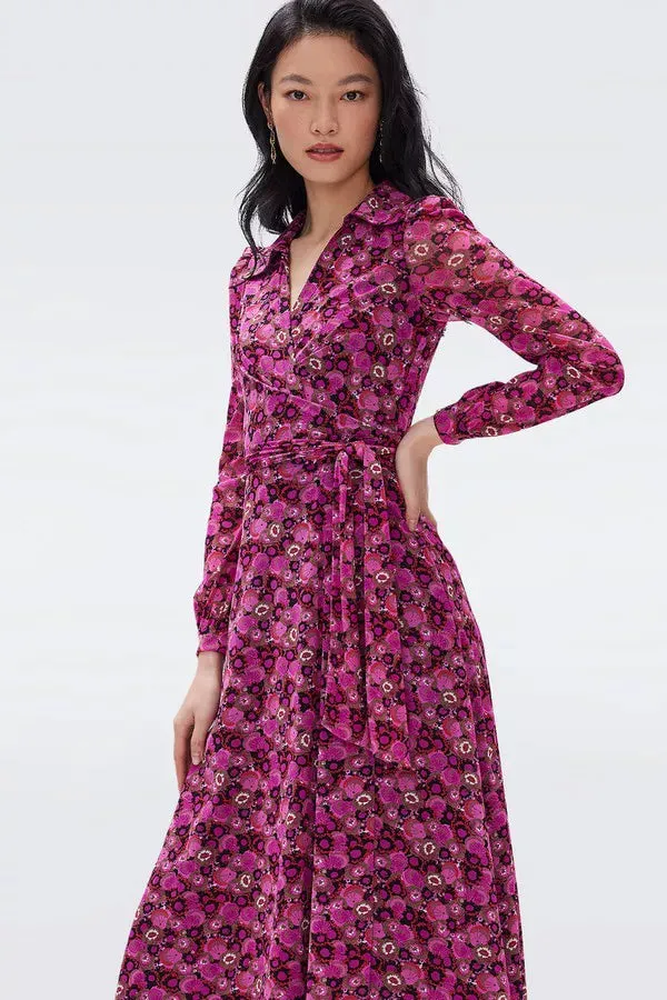 Phoenix Reversible Mesh Wrap Dress in Tiny Fall Fruits
