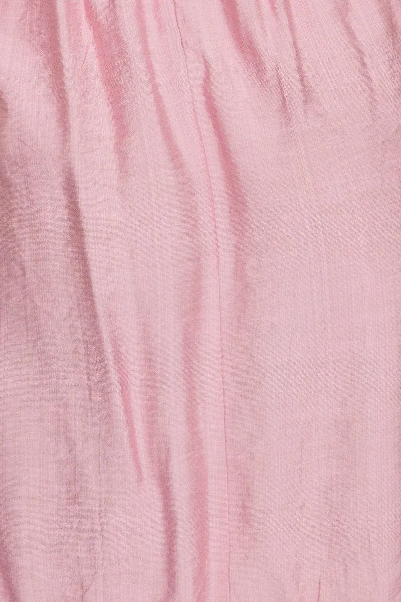 Pink Mini Dress Short Sleeve Evening