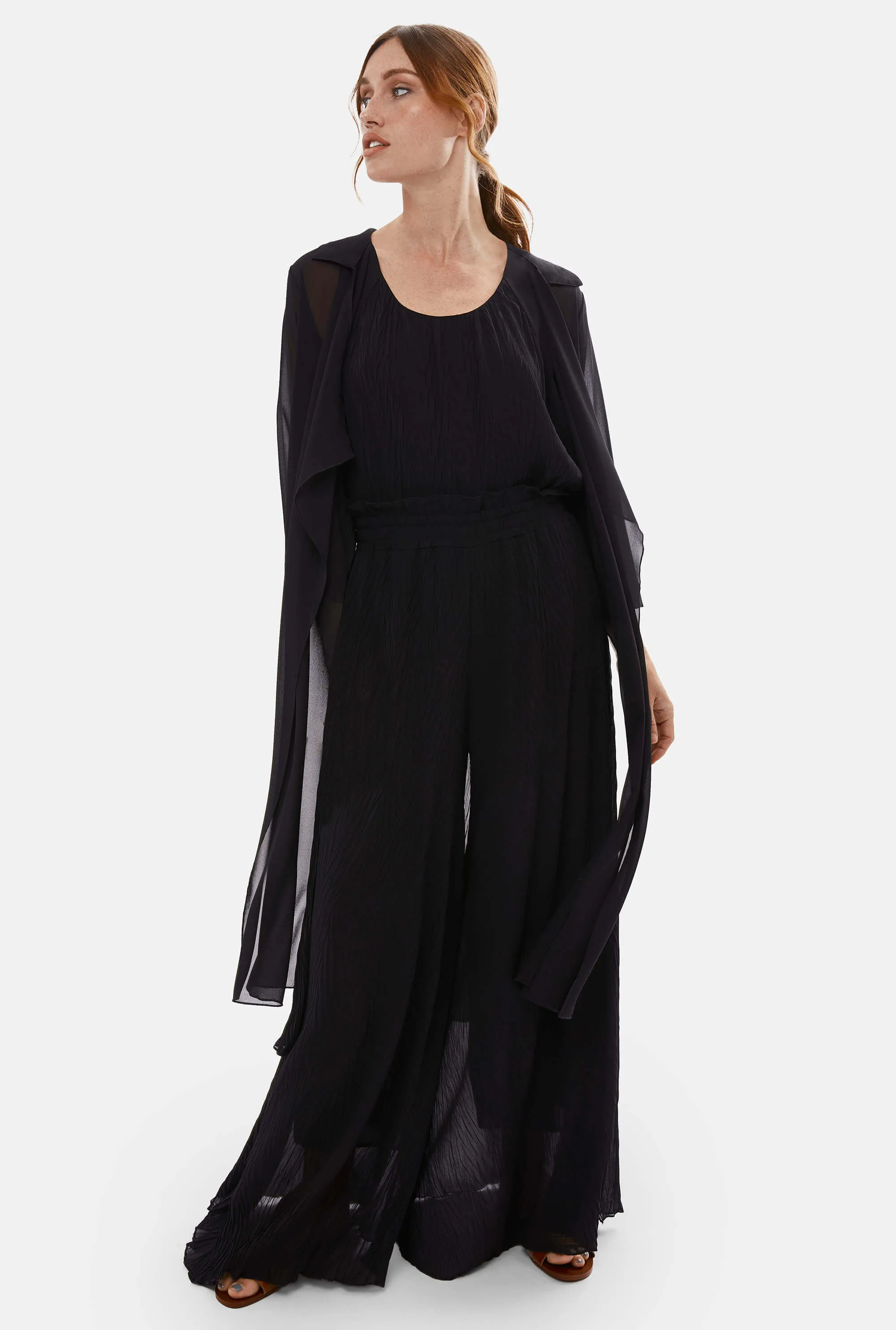 Pleated Cardigan Black