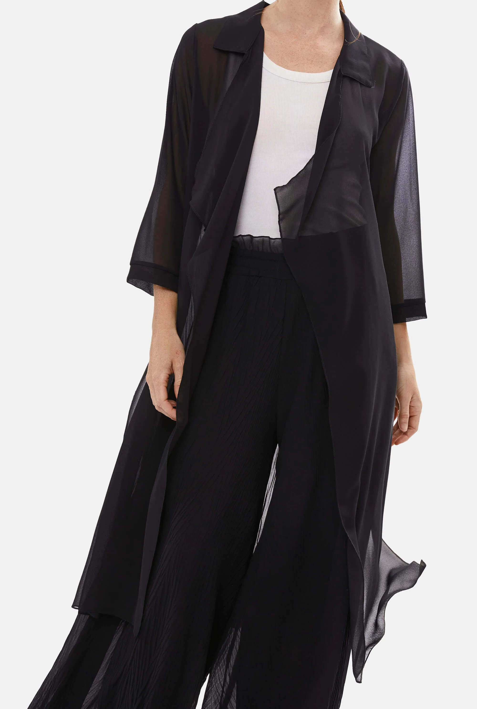 Pleated Cardigan Black