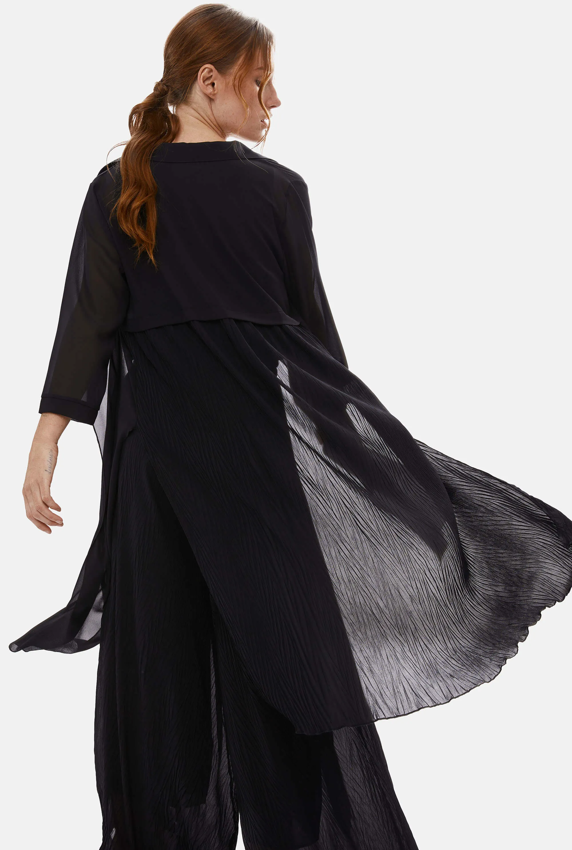 Pleated Cardigan Black