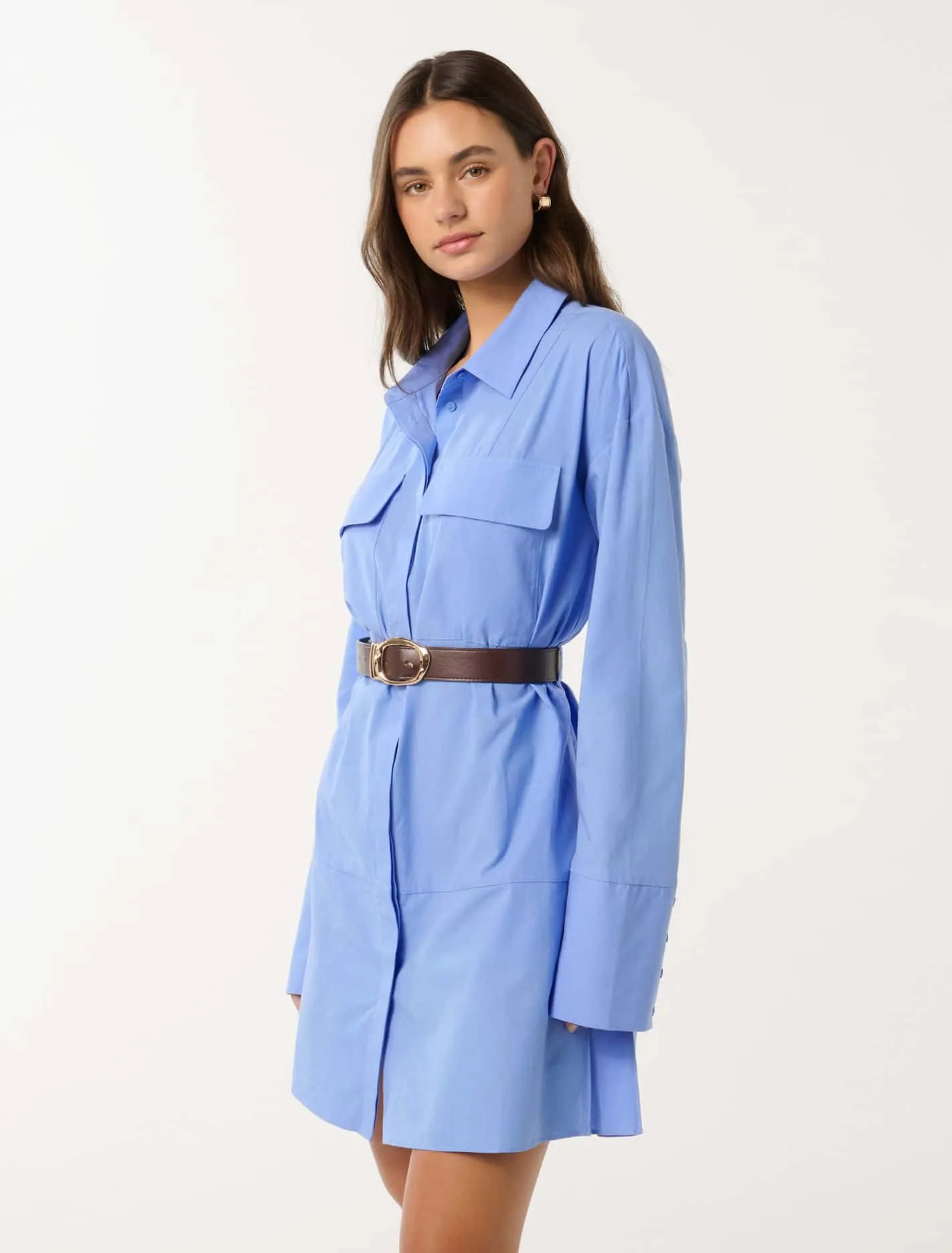 Rayne Front Pocket Cotton Shirt Dress