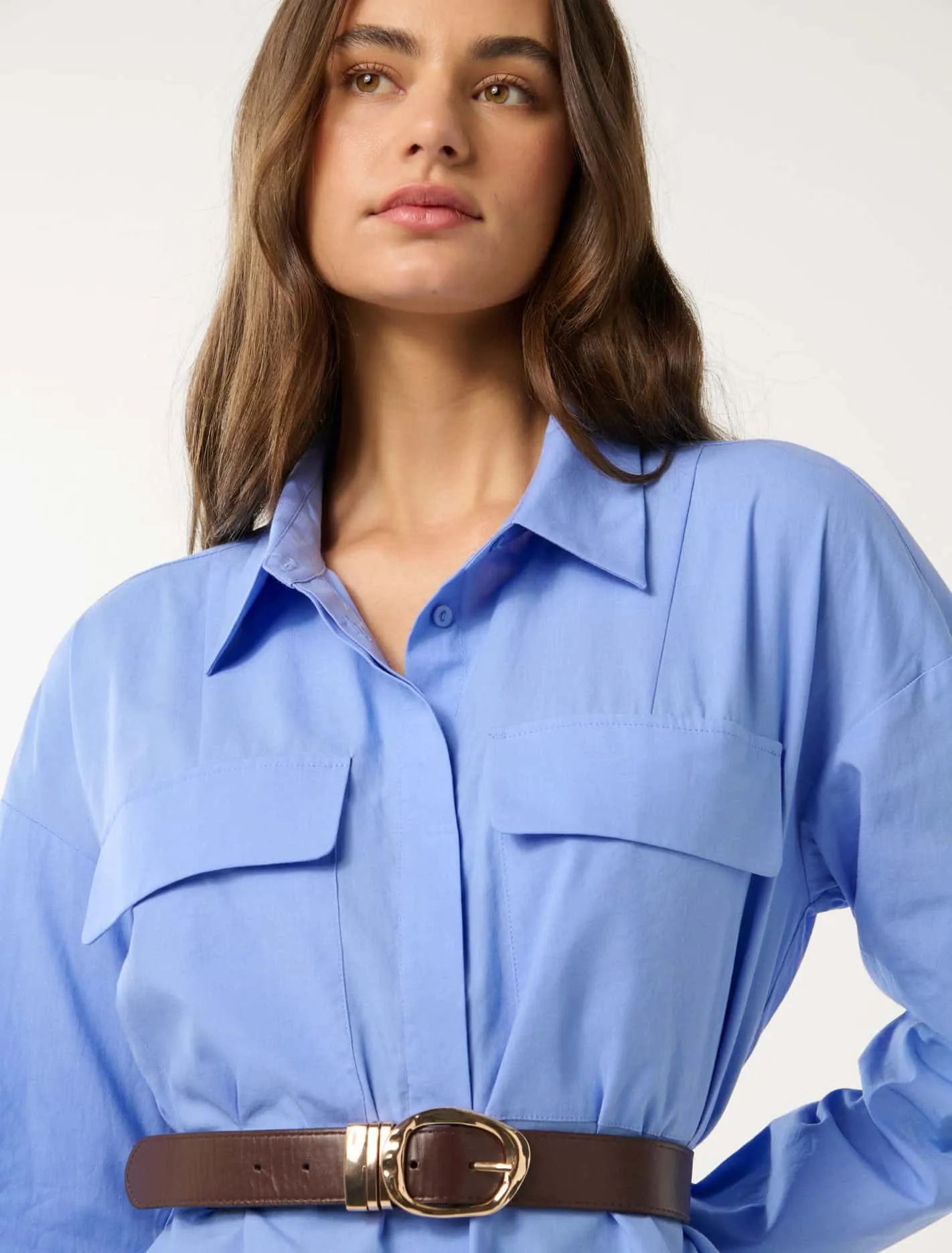 Rayne Front Pocket Cotton Shirt Dress