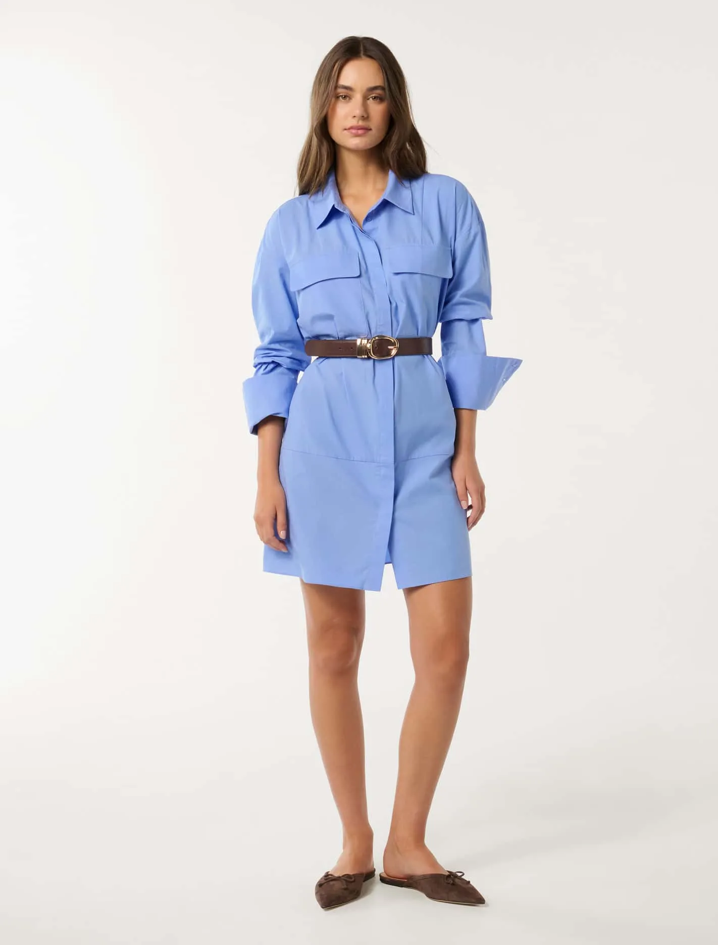 Rayne Front Pocket Cotton Shirt Dress