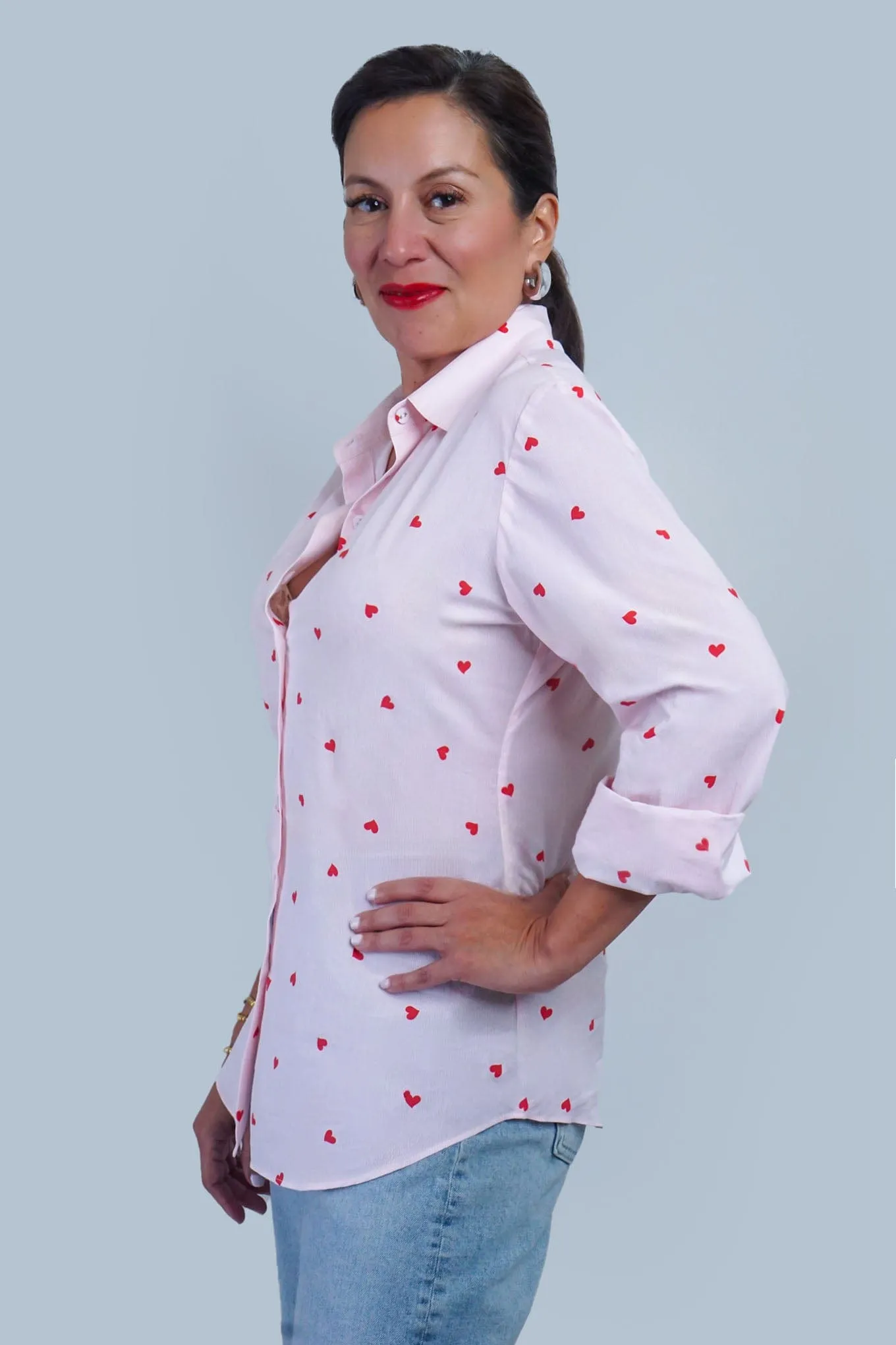 Red Heart Stripe Cotton Dress  Jennifer Shirt
