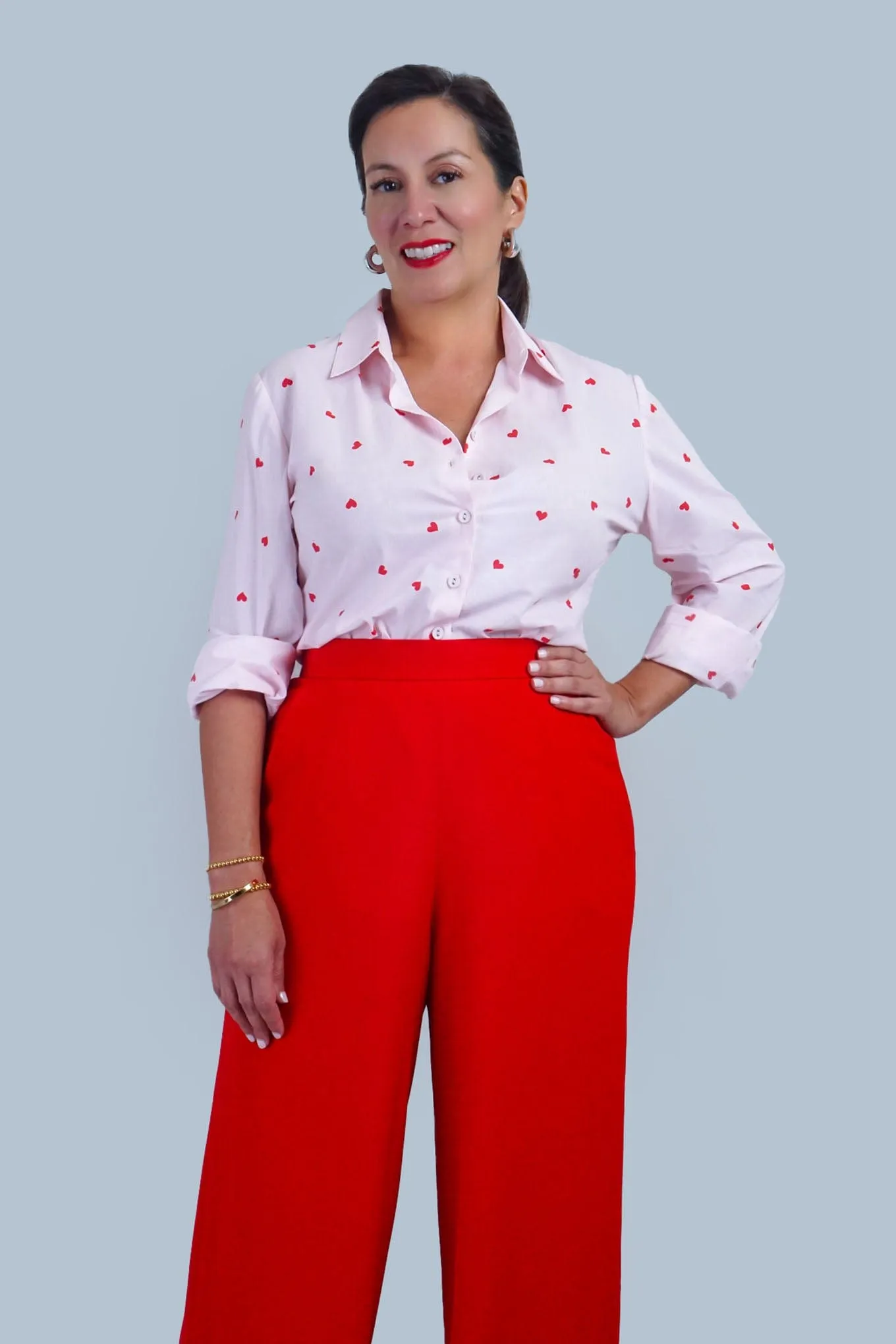 Red Heart Stripe Cotton Dress  Jennifer Shirt
