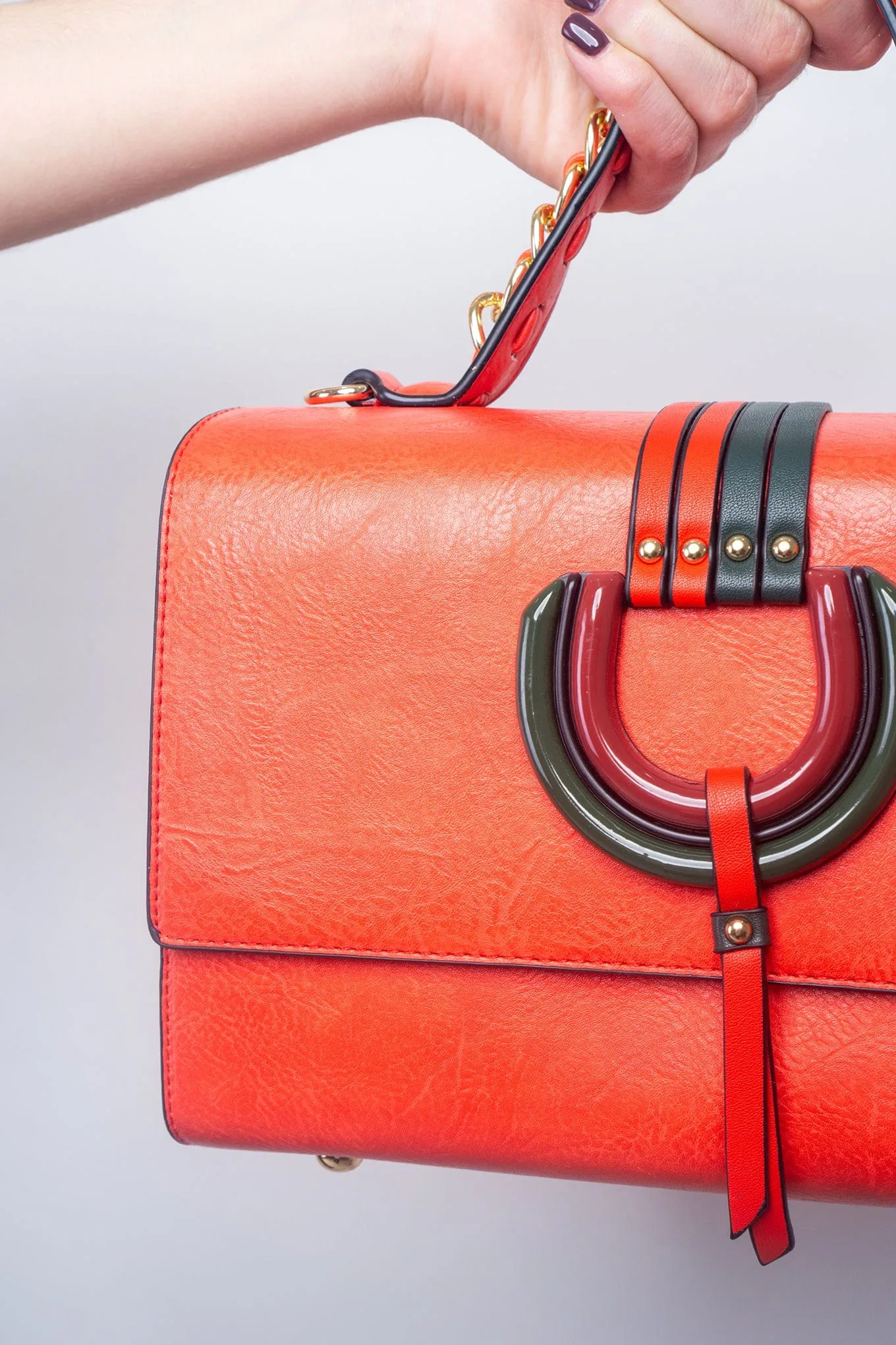 Red Stripes Acrylic Ring Wallet Set Handbag