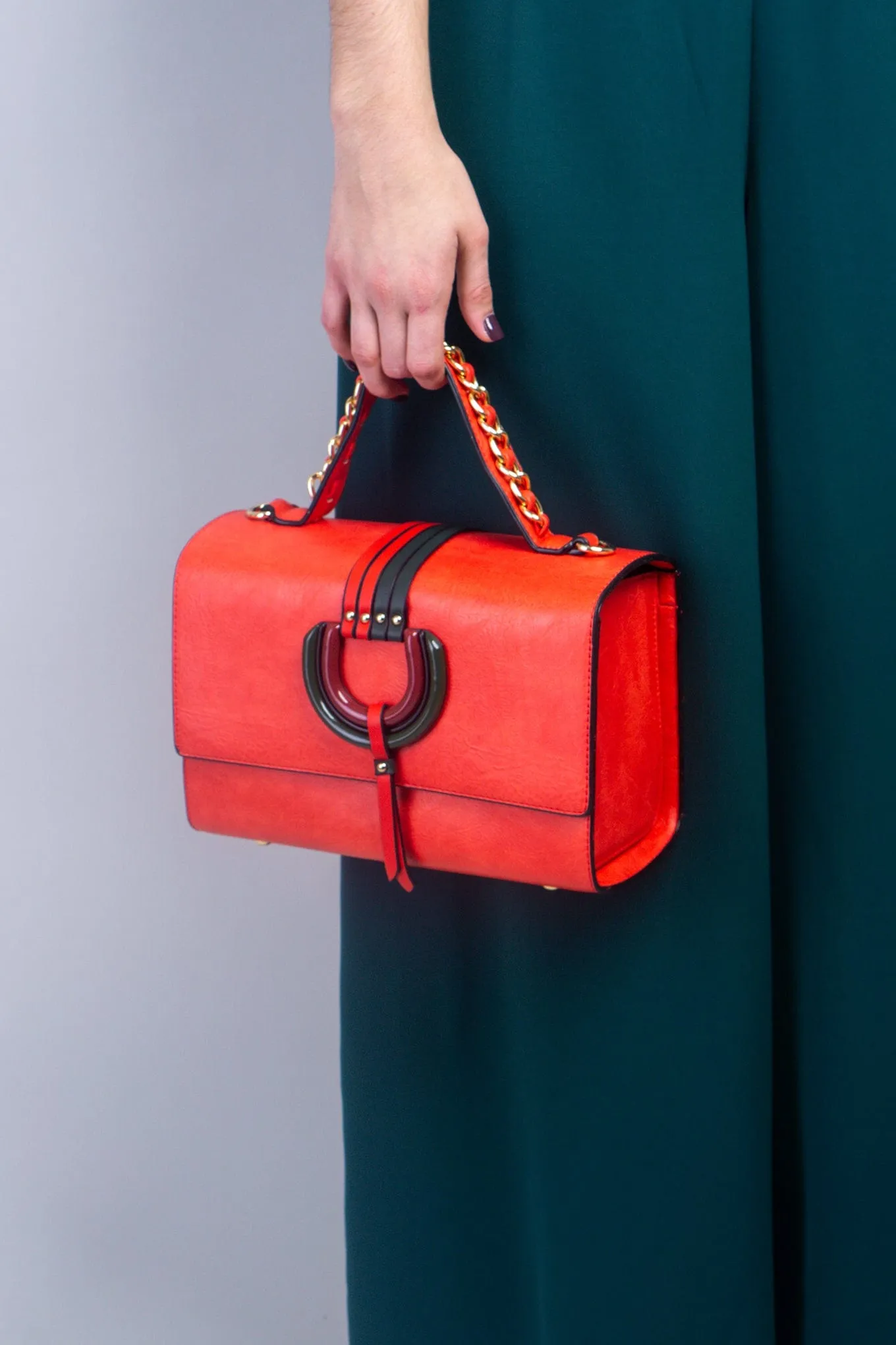 Red Stripes Acrylic Ring Wallet Set Handbag