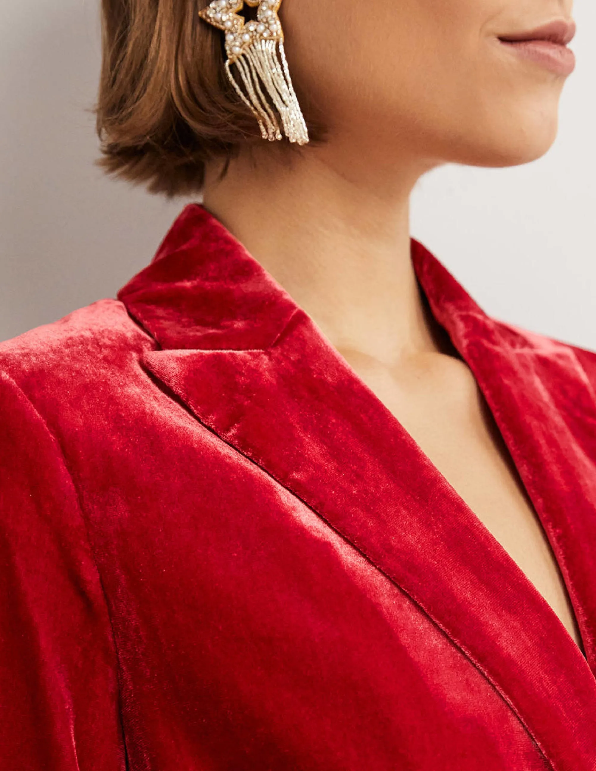 Relaxed Velvet Blazer-Red Velvet