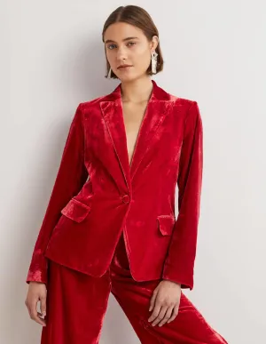 Relaxed Velvet Blazer-Red Velvet