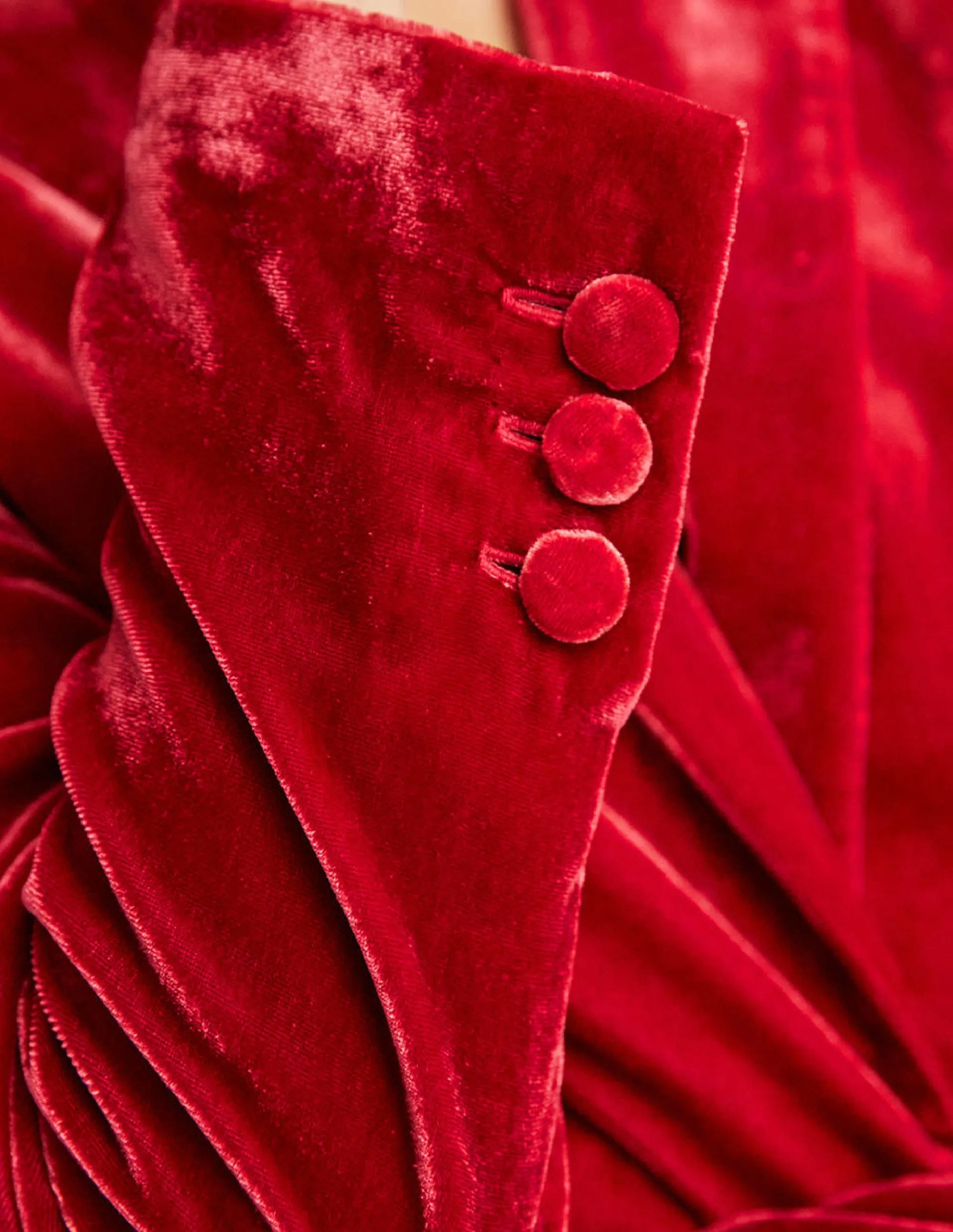 Relaxed Velvet Blazer-Red Velvet