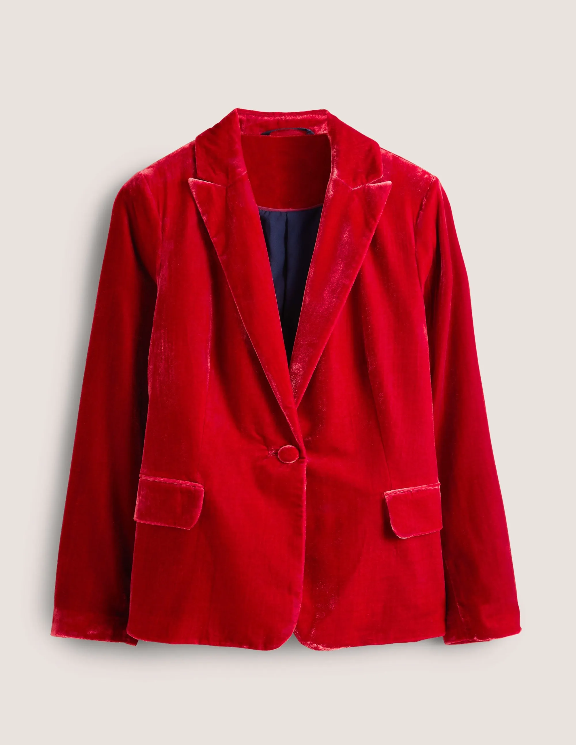 Relaxed Velvet Blazer-Red Velvet
