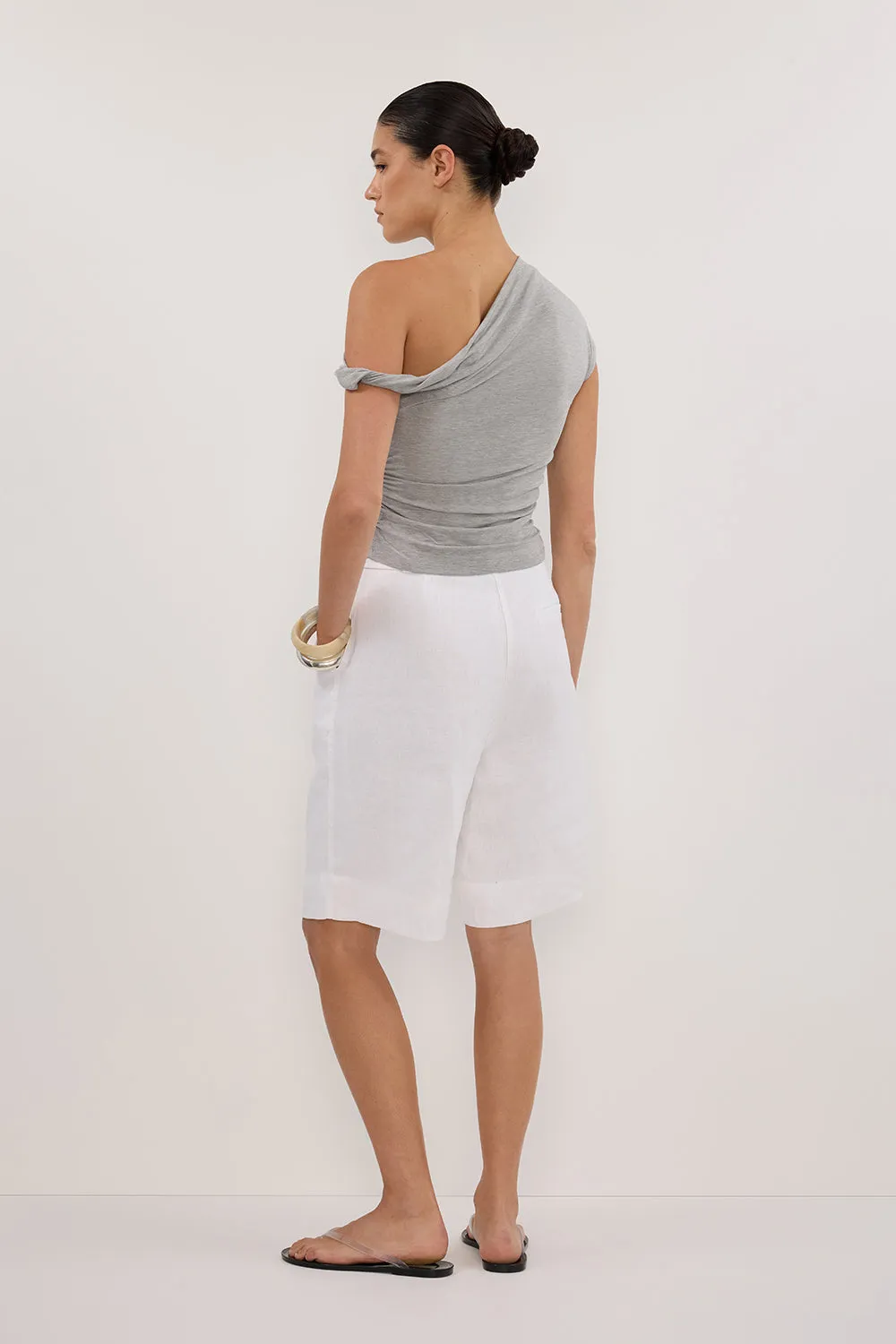 RIO SILVER MARLE DRAPED TWIST KNIT TOP