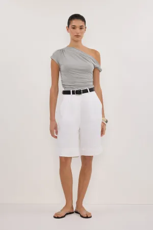 RIO SILVER MARLE DRAPED TWIST KNIT TOP