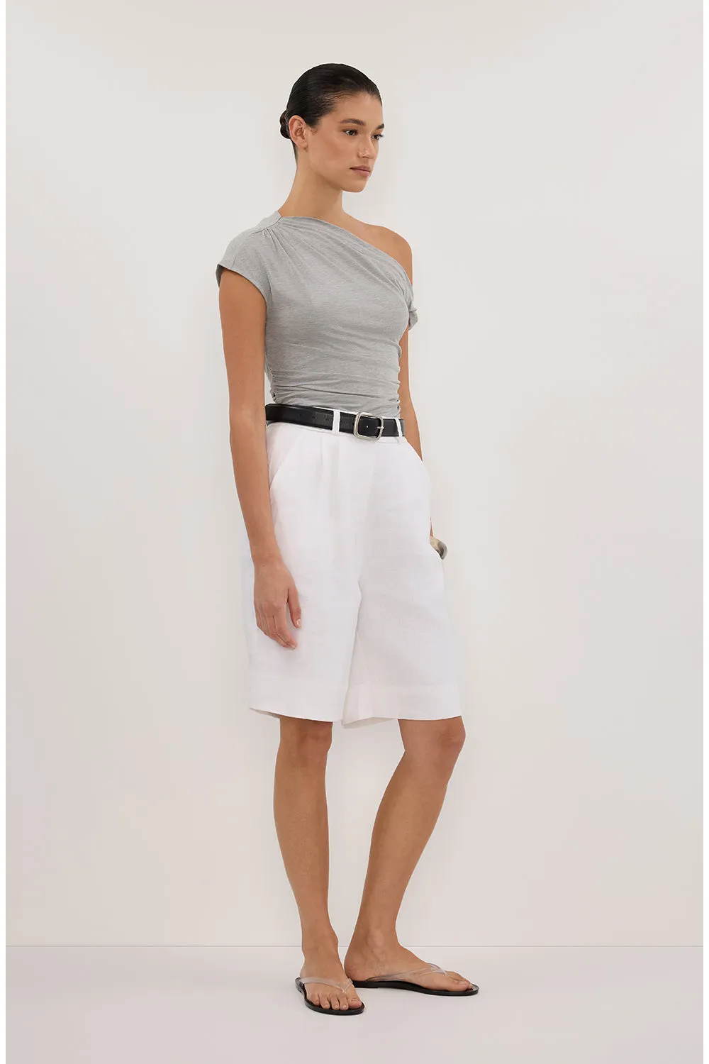 RIO SILVER MARLE DRAPED TWIST KNIT TOP
