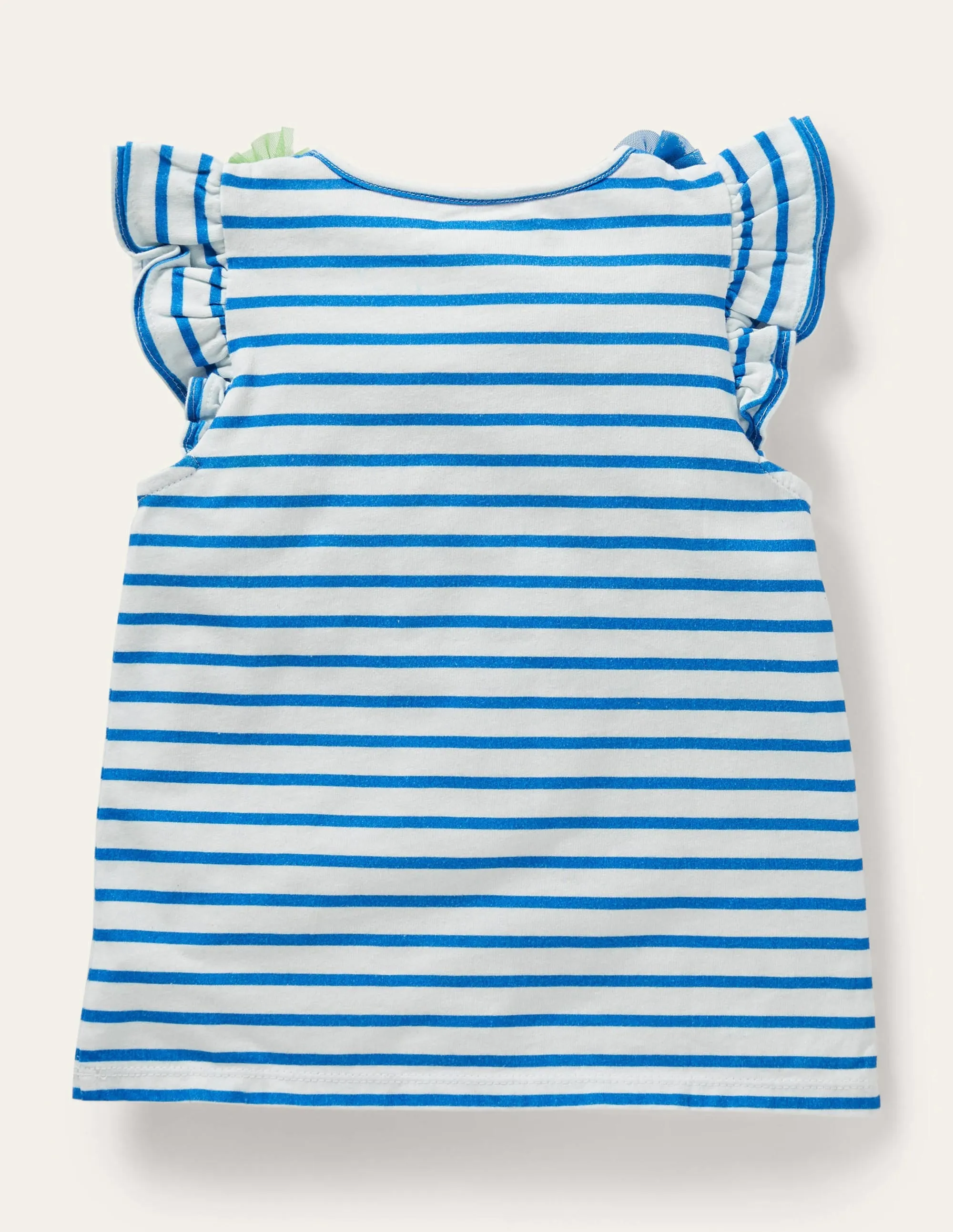 Ruffle Interest logo T-shirt-Ivory / Bright Marina Floral