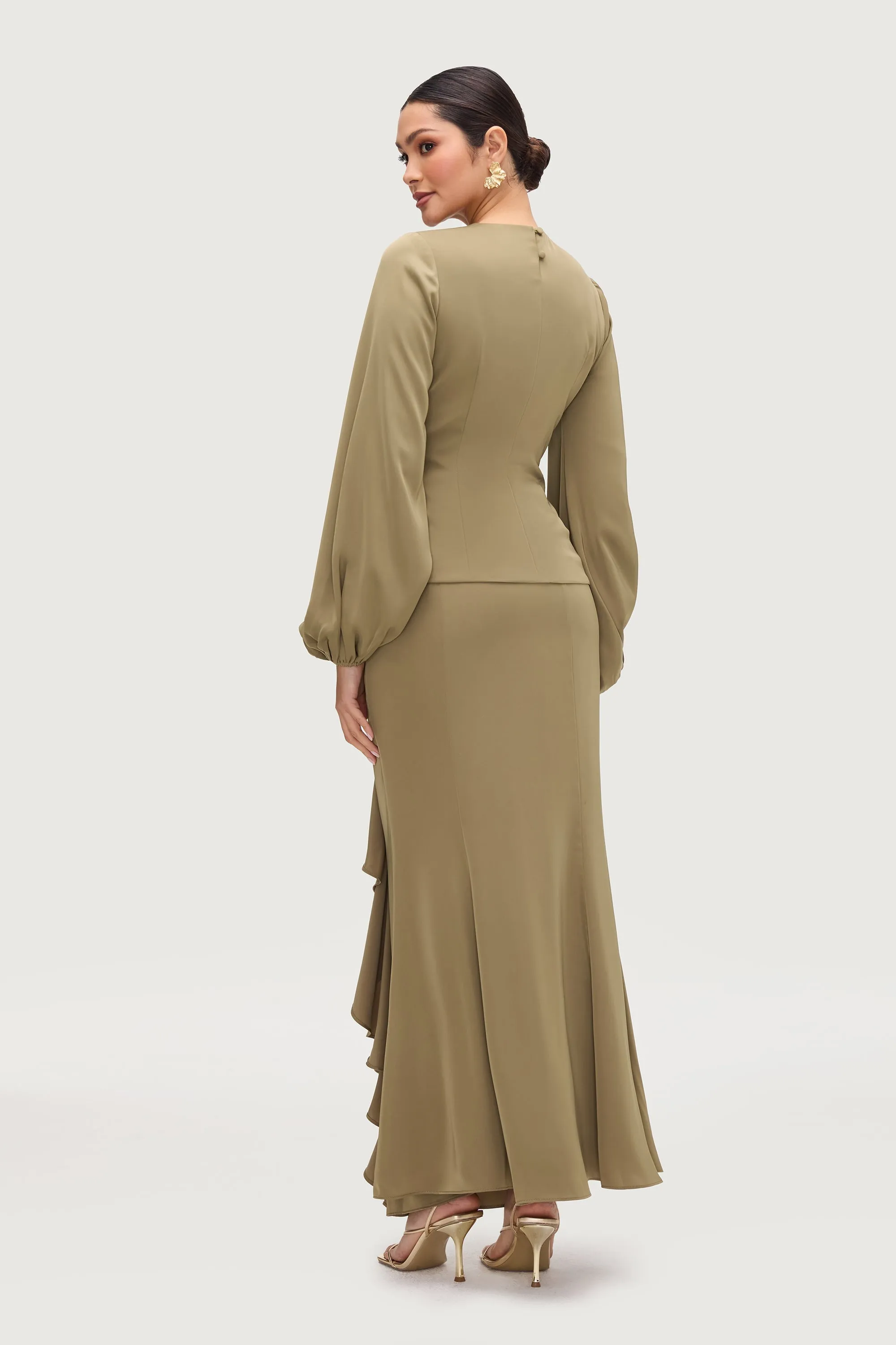 Sakinah Satin Drape Top - Desert Palm