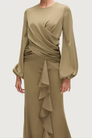 Sakinah Satin Drape Top - Desert Palm