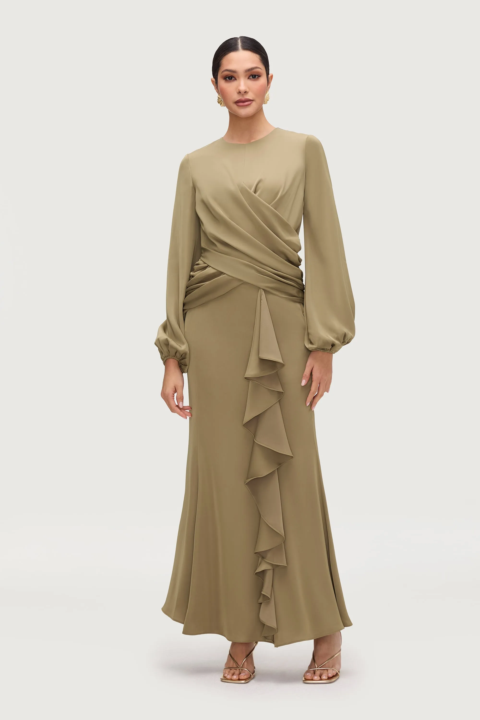 Sakinah Satin Drape Top - Desert Palm