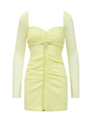 Self-Portrait Ruched Detail Cut-Out Mini Dress