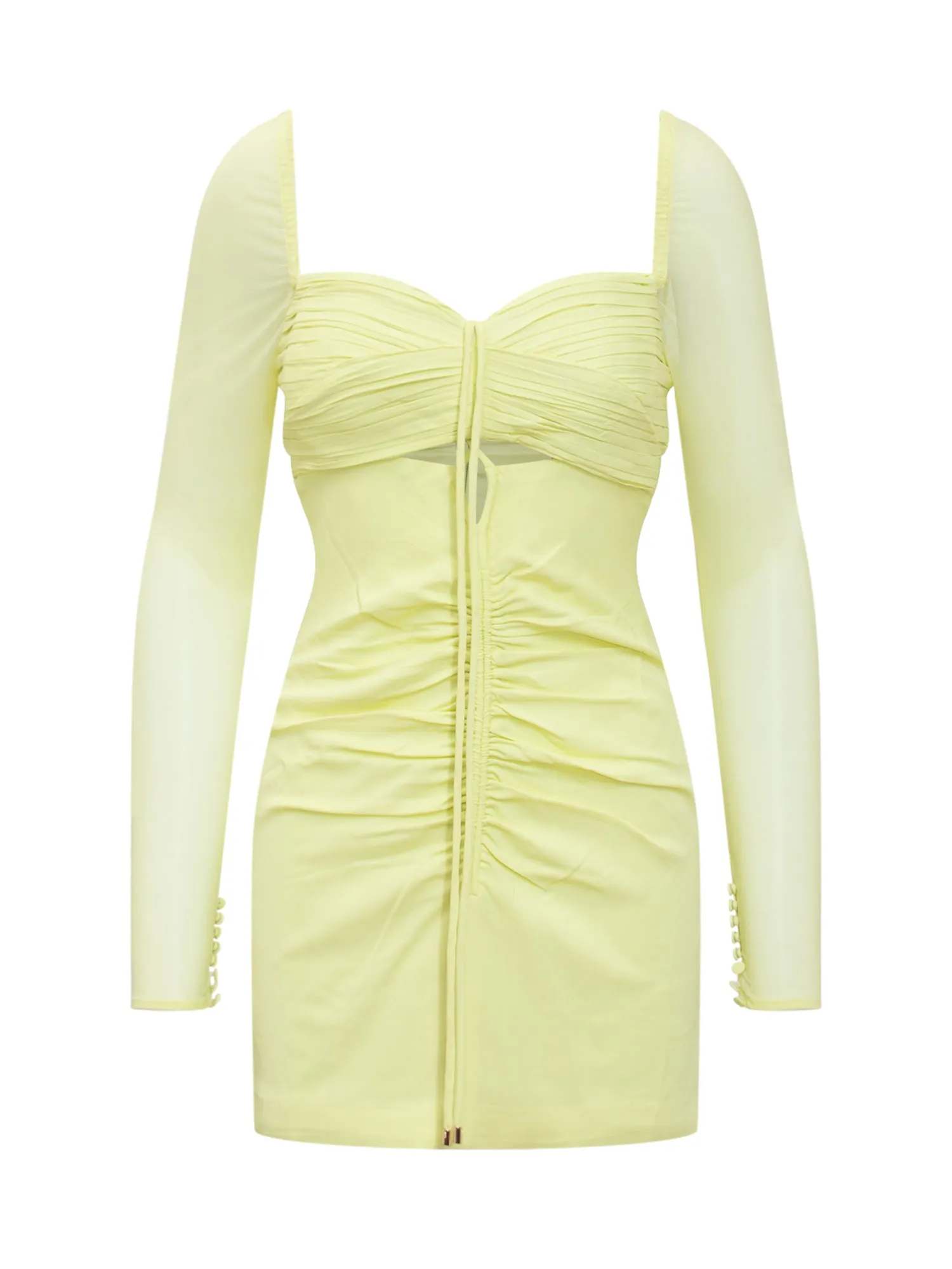 Self-Portrait Ruched Detail Cut-Out Mini Dress