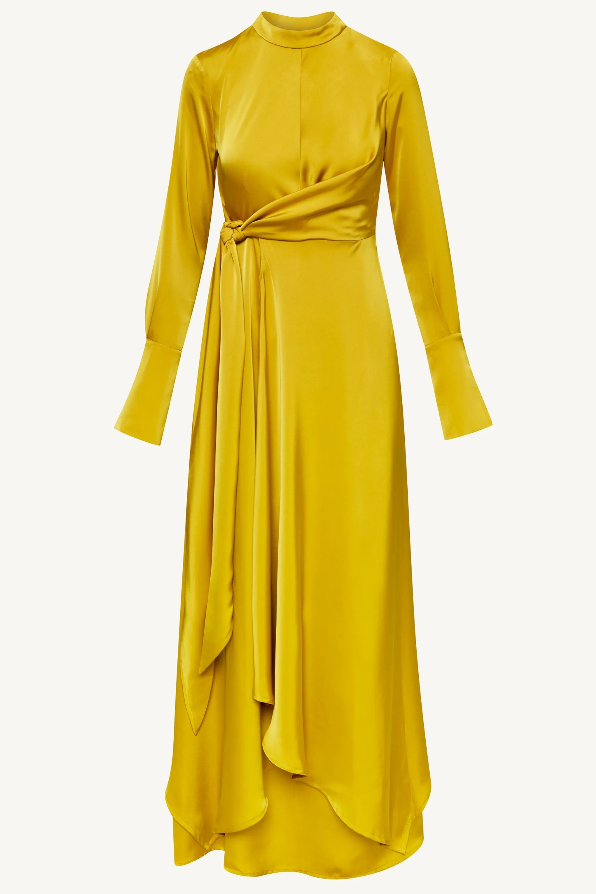 Serena Satin Side Tie Maxi Dress - Honey