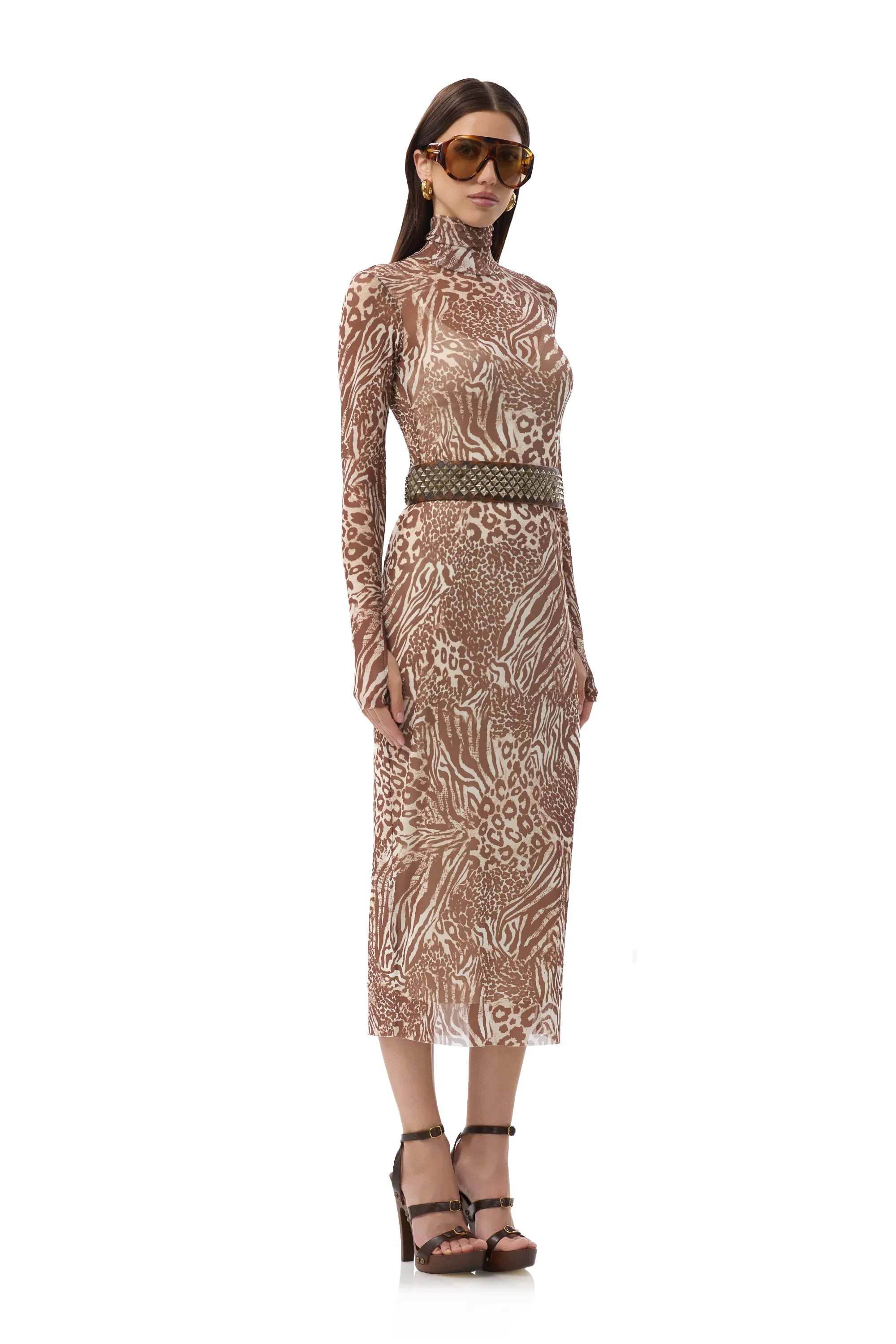 Shailene Dress - Taupe Animal