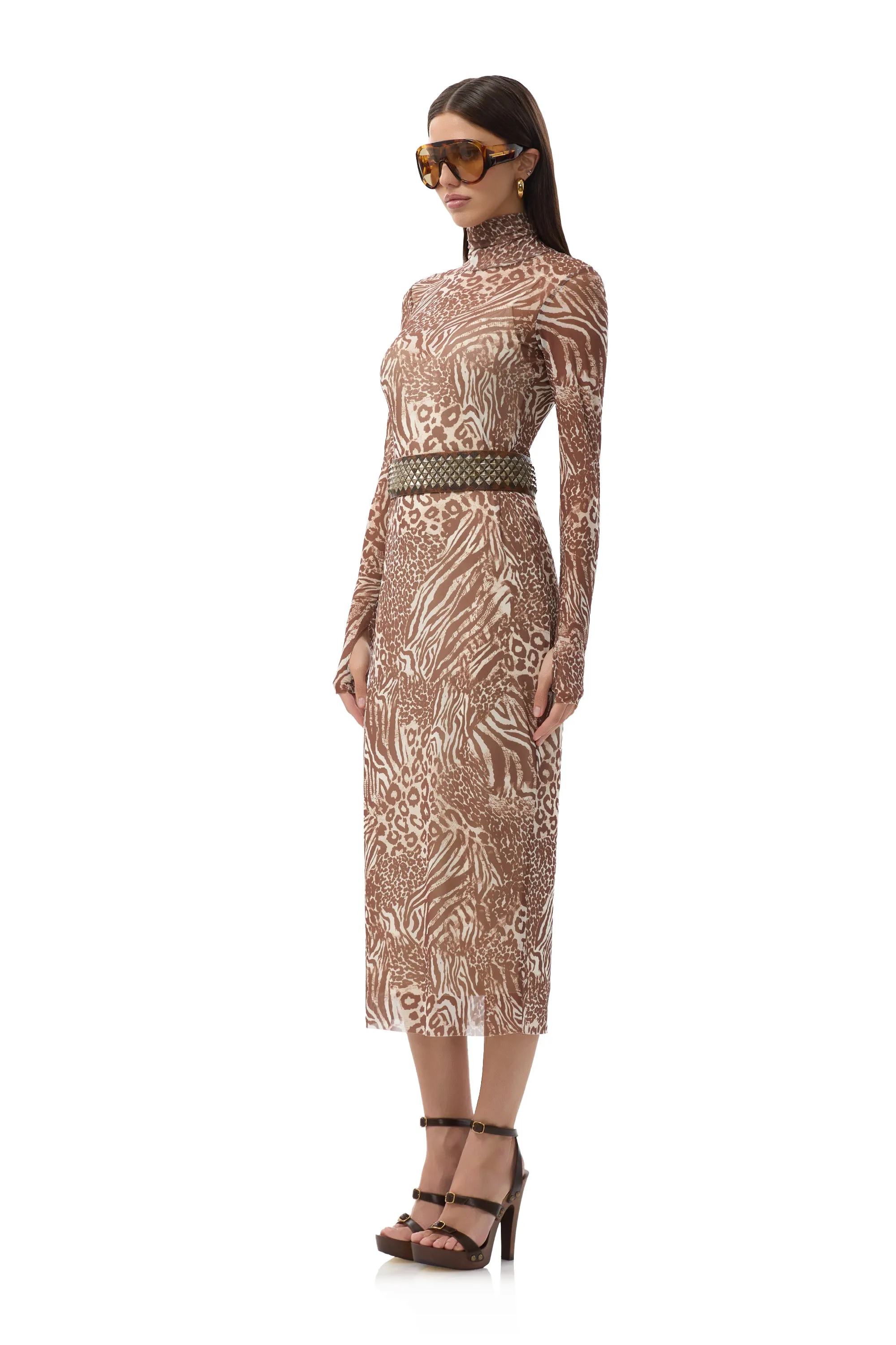 Shailene Dress - Taupe Animal
