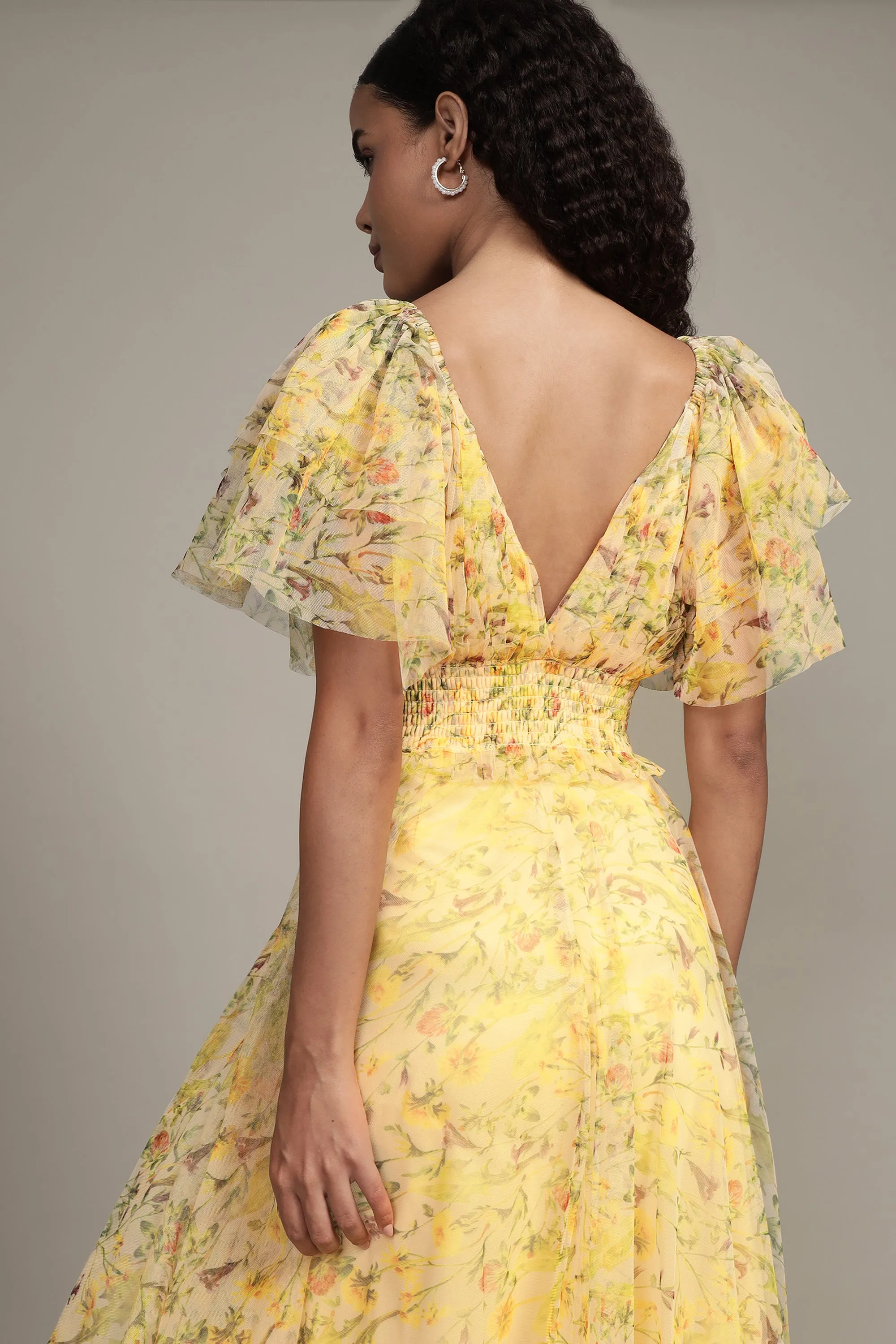 Shelby Yellow Printed Maxi Dress