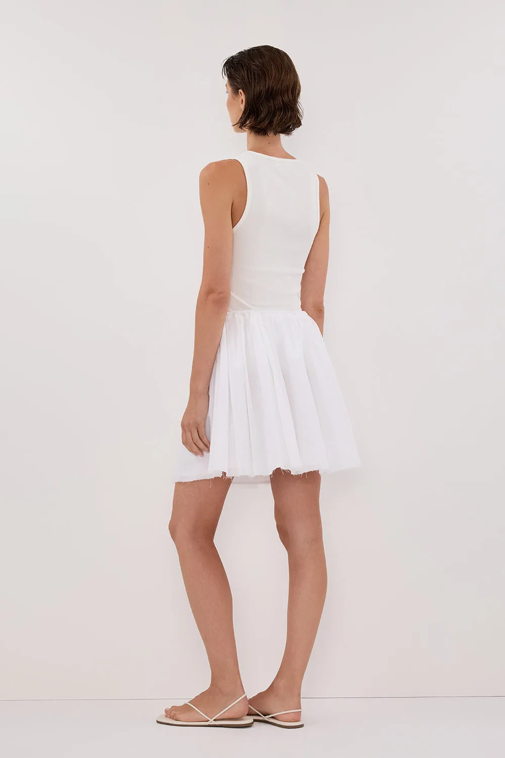 SIA WHITE DRAWSTRING MINI SKIRT