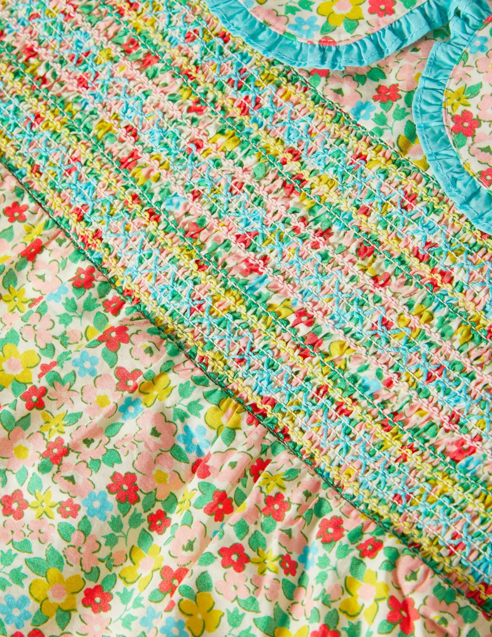 Smocked Collared Woven Top-Multi Spring Floral