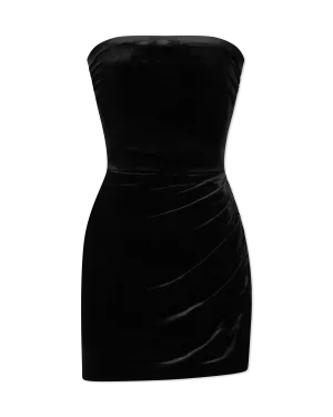 Strapless Side Drape Pickleball Velvet Mini Dress
