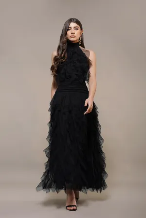 Tabitha Maxi Ruffle Dress in Black