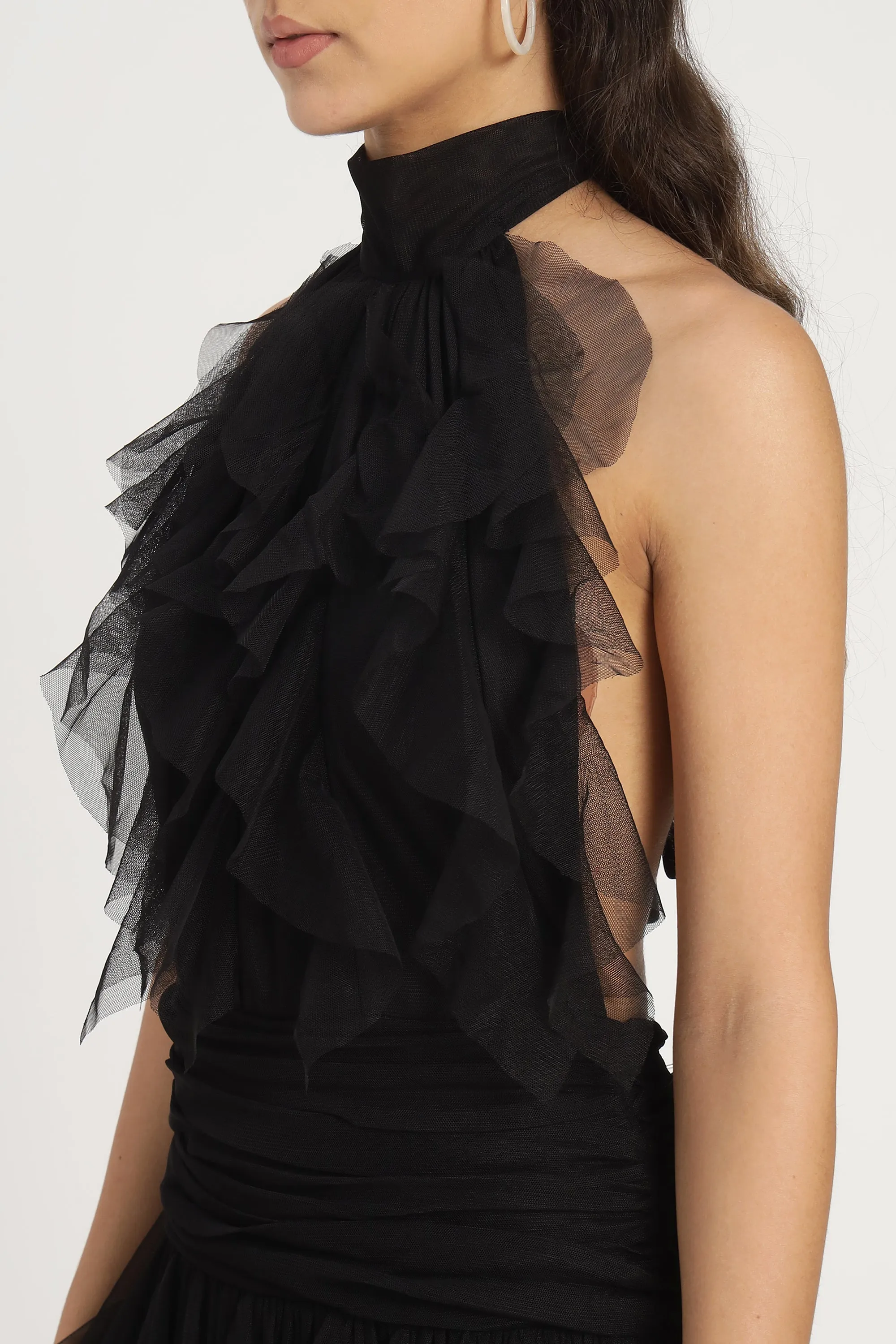 Tabitha Maxi Ruffle Dress in Black