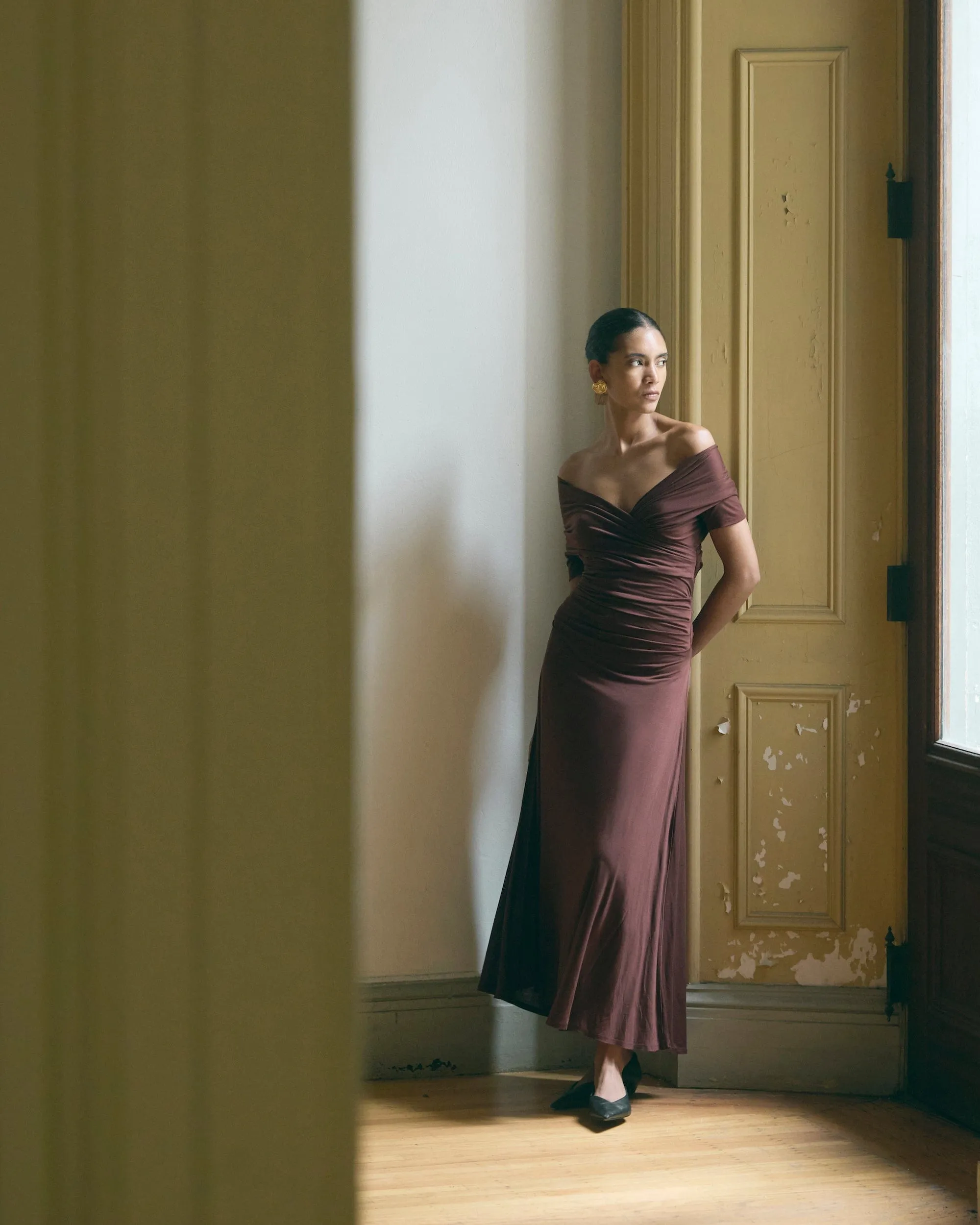 Thilda Ruched Off-Shoulder Dress