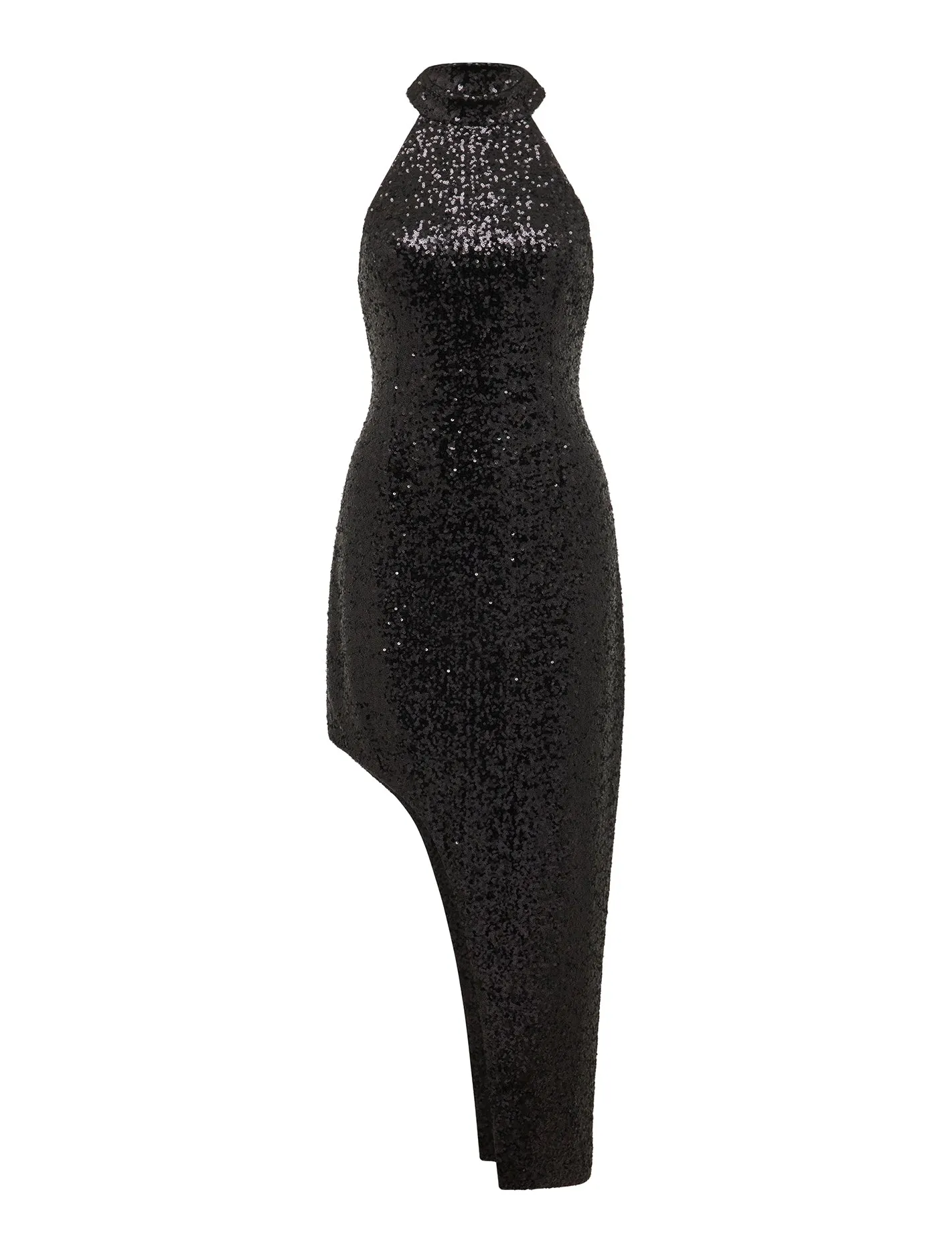 Tia Sequin Asym Hem Midi Dress