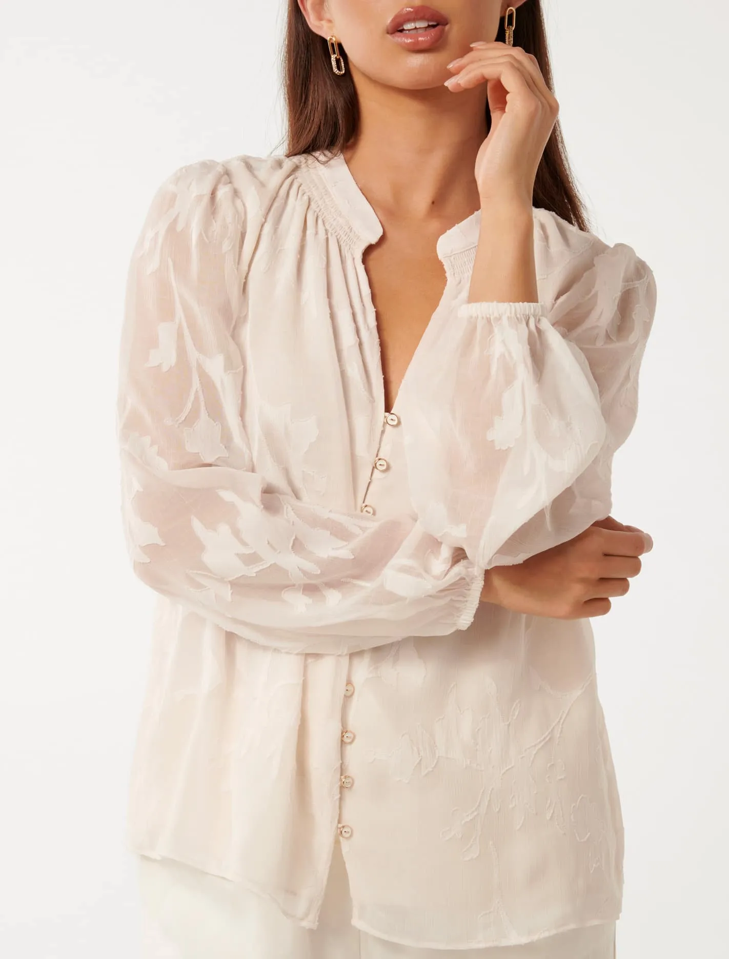 Tulip Textured Sheer Blouse