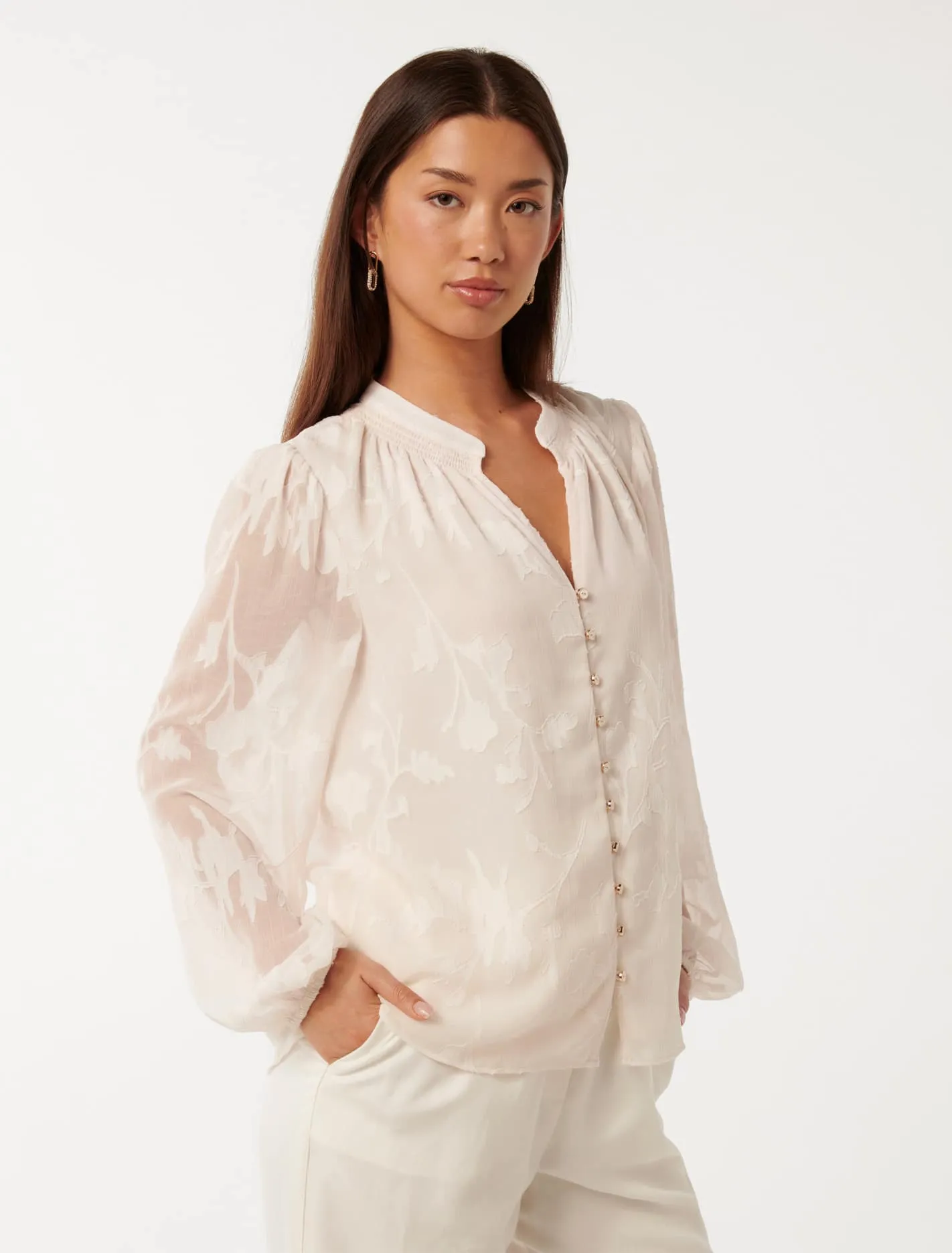 Tulip Textured Sheer Blouse