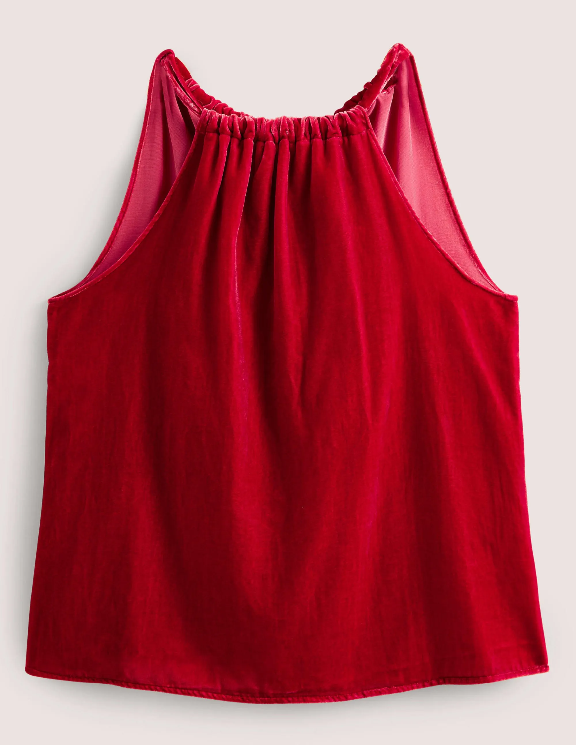 Velvet Halterneck Top-Poinsettia Red
