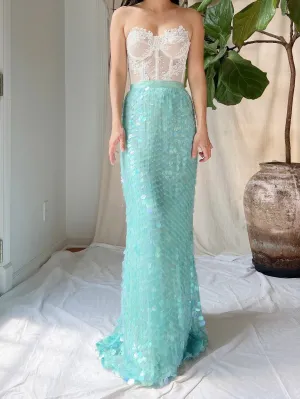 Vintage Silk Paillettes Skirt - S